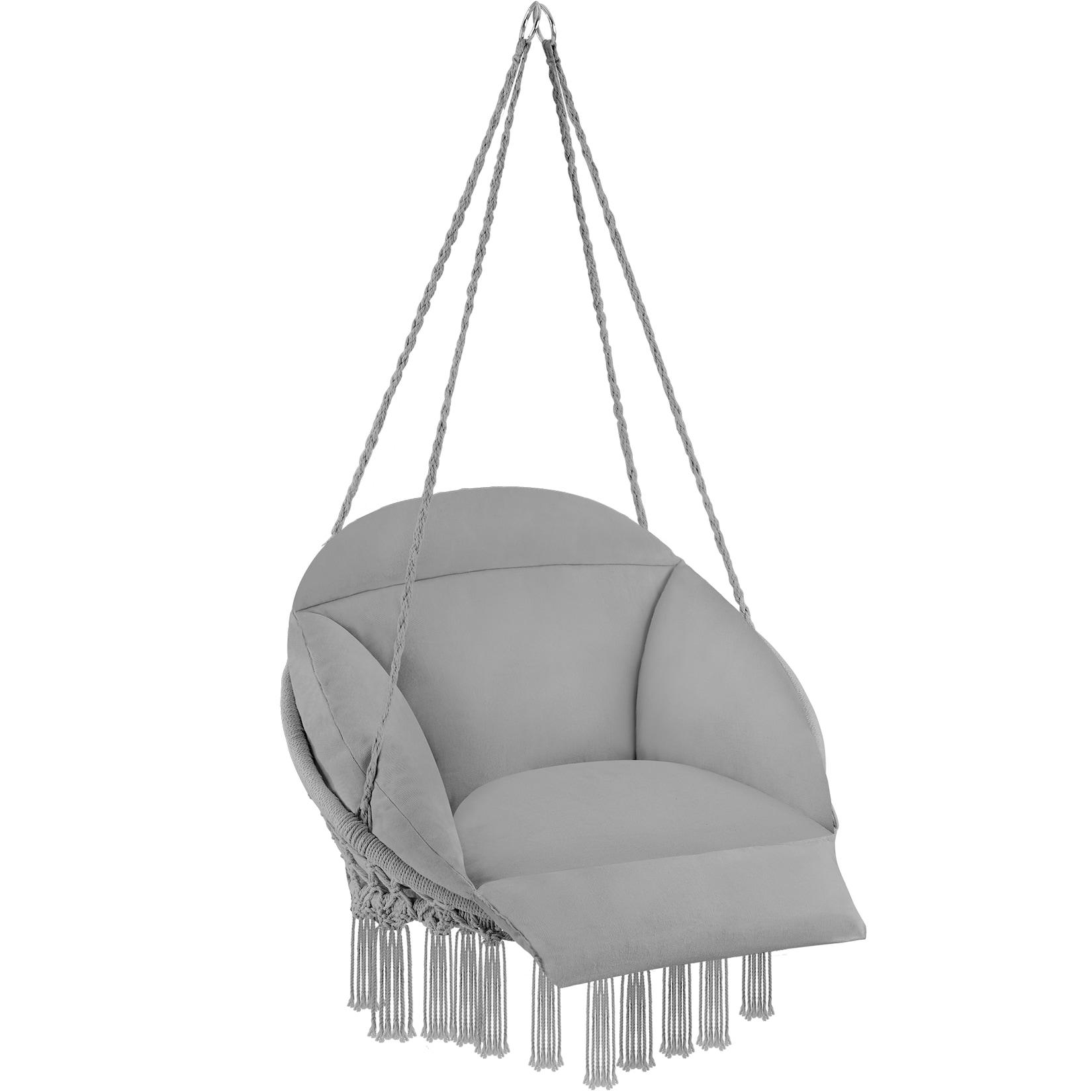 tectake® Hängesessel, mit dickem Sitzkissen, mit Zierquasten, 80 x 81 x 139 cm