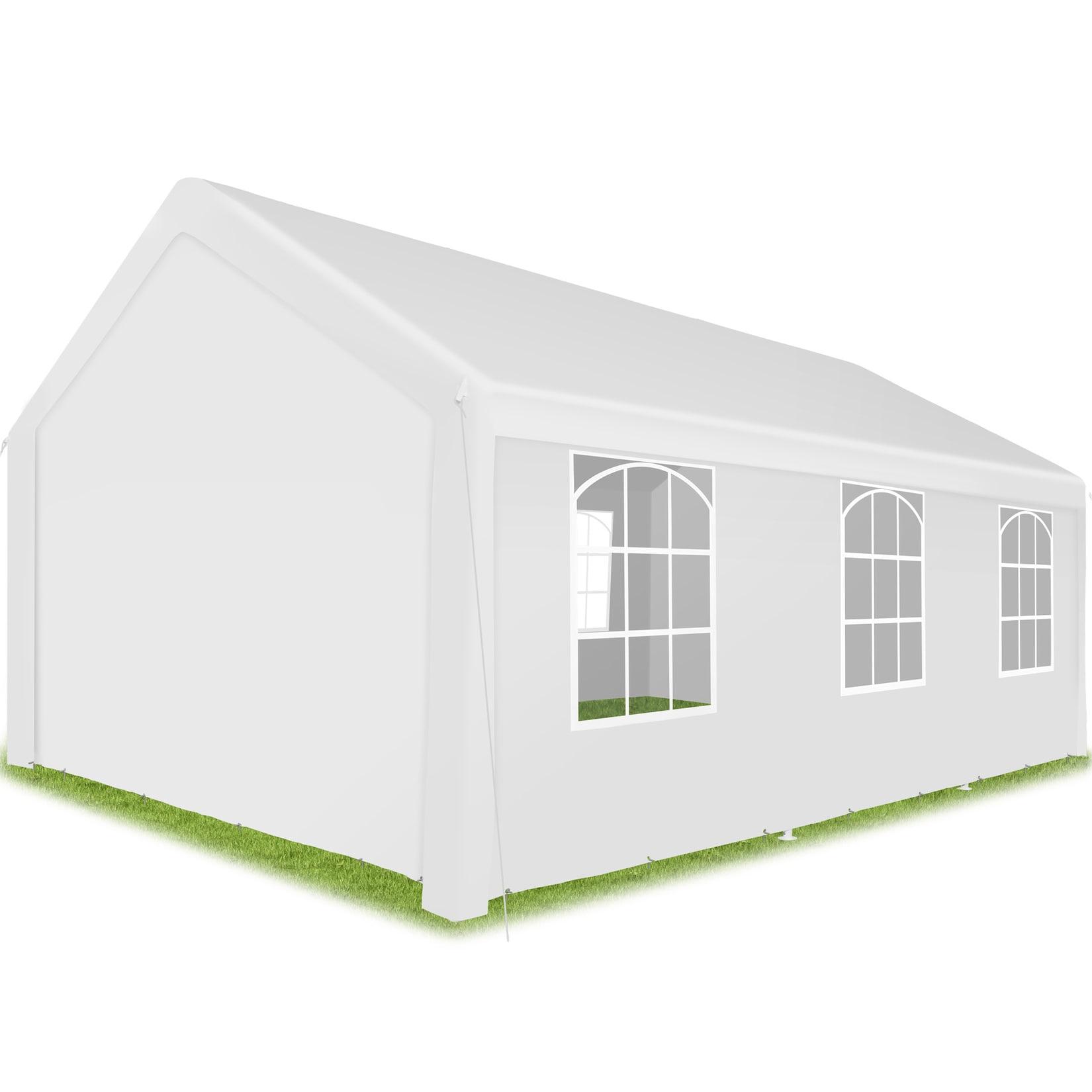tectake® Pavillon, 6 x 4 m, Klicksystem, inklusive Spannseilen und Heringen