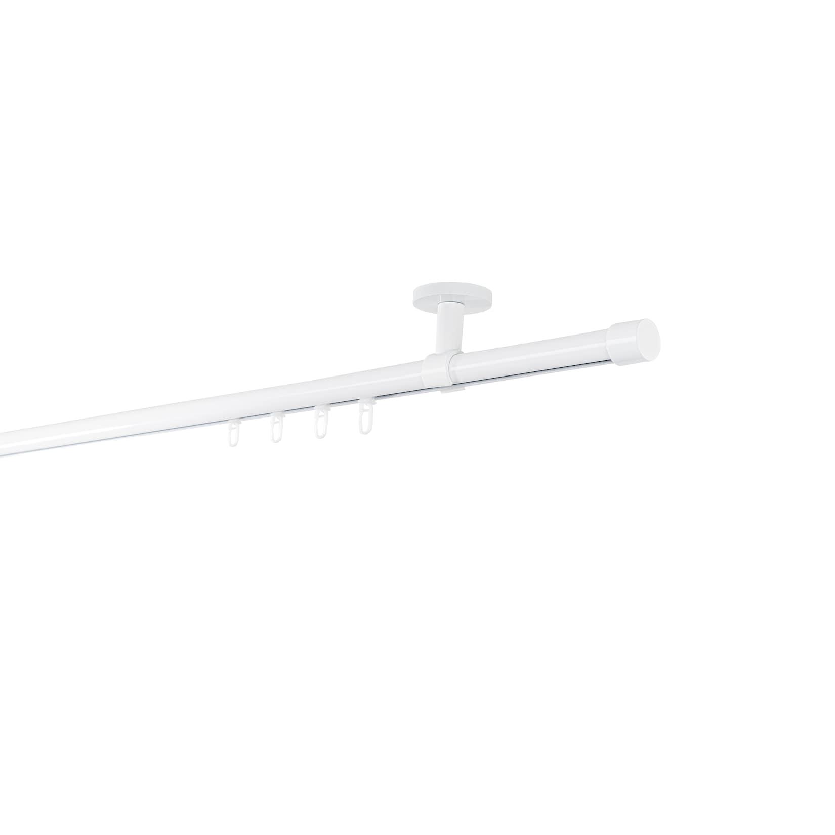Ondeco Gardinenstange auf Maß Innenlauf 20mm Cap 1-lauf Deckenträger 4cm mit Gleiter Farbe: Weiß, Größe: 390cm