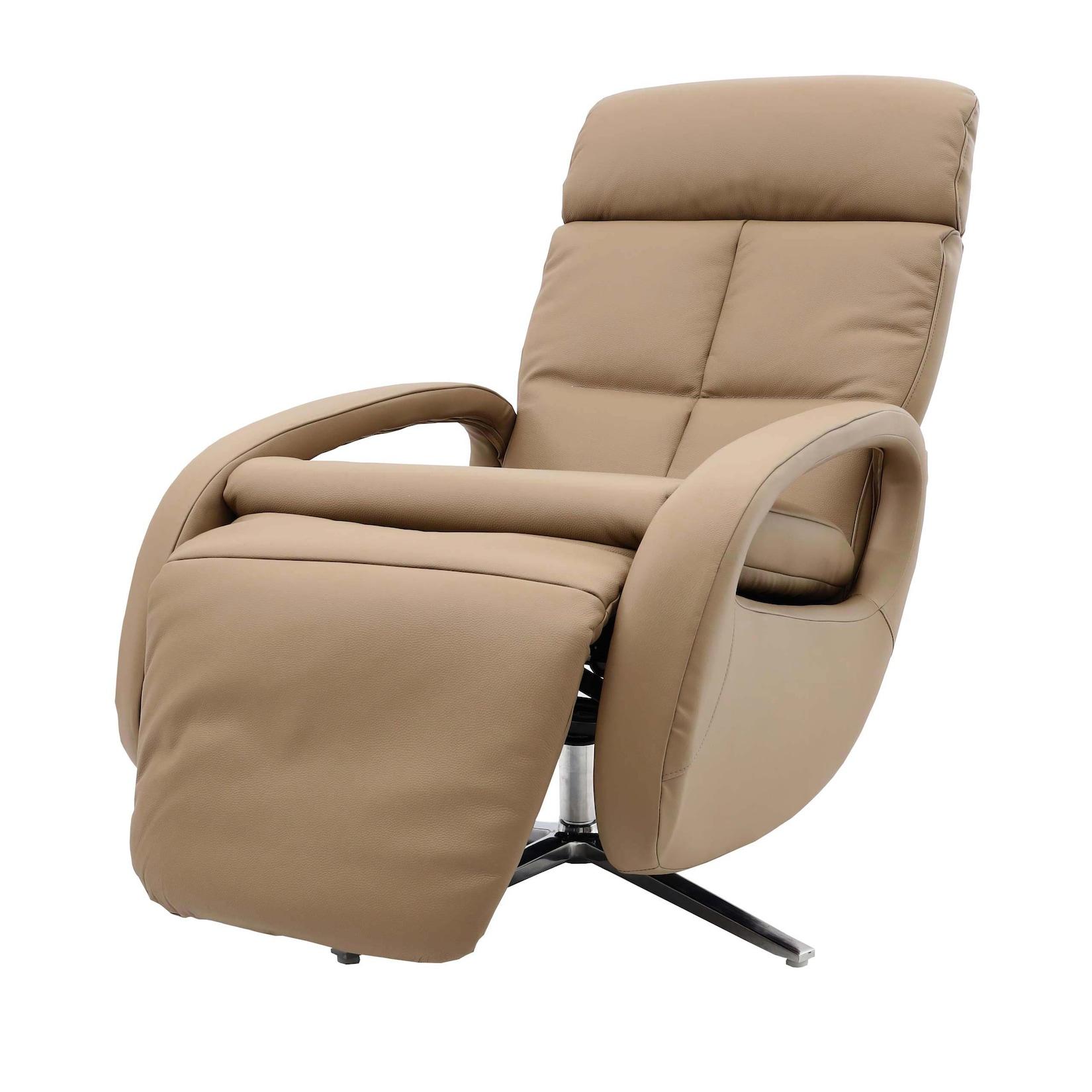 Relaxsessel MCW-L11, Design Fernsehsessel Tv-Sessel Liegesessel, Liegefunktion Drehbar, Voll-Leder ~ Taupe
