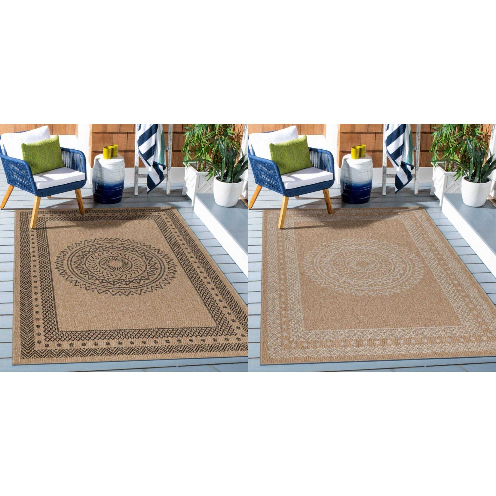 Ayyildiz In & Outdoor Teppich Wetterfest Läufer Beige - Balkon Teppich Wasserfest