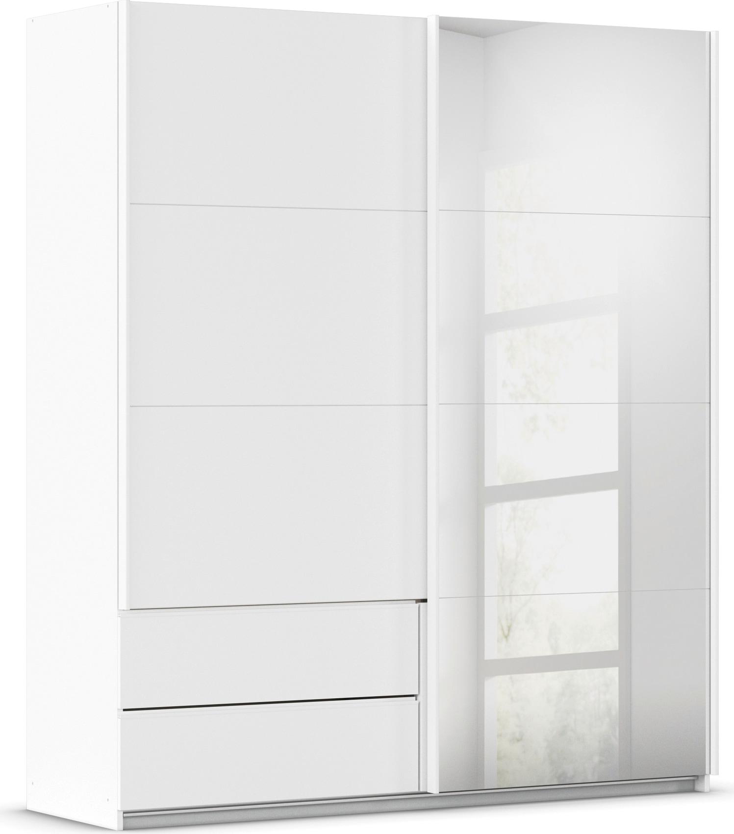 SchwebetüRenschrank Rauch "Kleiderschrank Schrank Garderobe WäScheschrank Elara Mit Spiegel", Weiß (Alpinweiß), B:181Cm H:210Cm T:62Cm, Holzwerkstoff, SchräNke, SchwebetüRenschrank, Praktische Schubladen Optional Farblich Abgesetzt Made In Germany