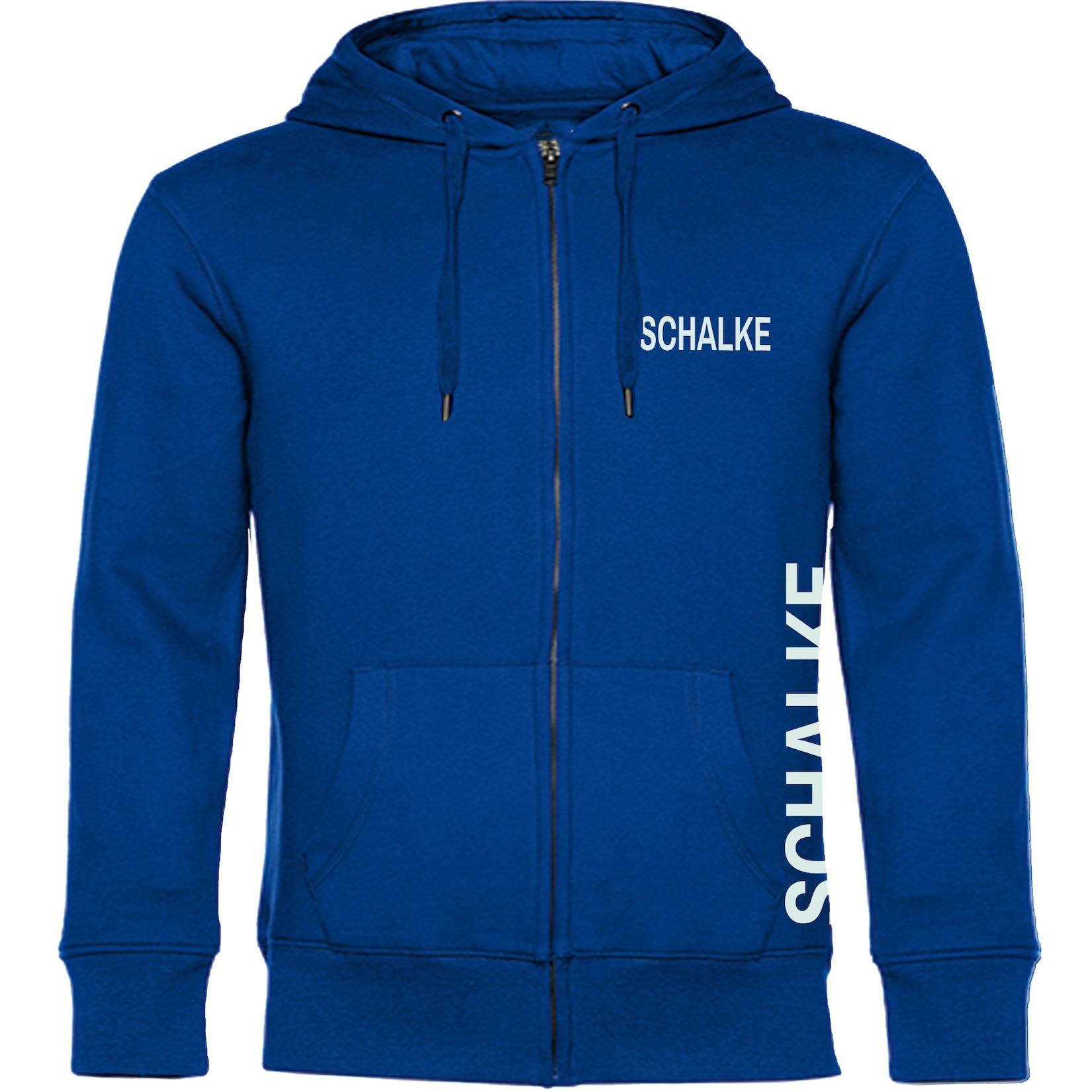 multifanshop Kapuzen Sweatshirt Jacke - Schalke - Brust & Seite - Druck weiß - Sweat