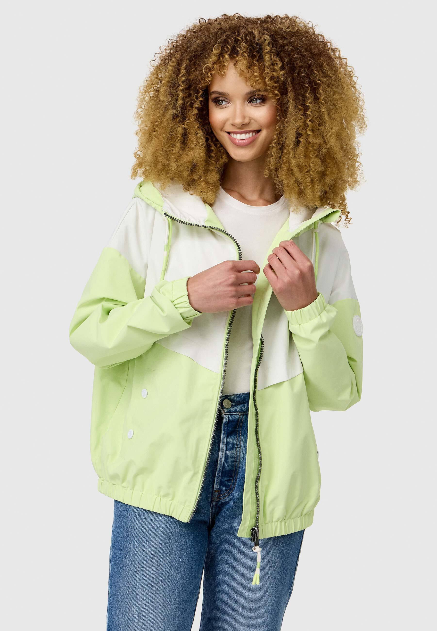 Outdoorjacke Marikoo "Liubkaa", Damen, Gr. M, GrüN (Pastell Lime), Obermaterial: 100% Polyester. Innenseite: 65% Polyester, 35% Baumwolle. Futter: 100% Polyester, Elastischer Bund Mit Innenliegendem Gummizug, Jacken Outdoorjacke, Mit Kapuze