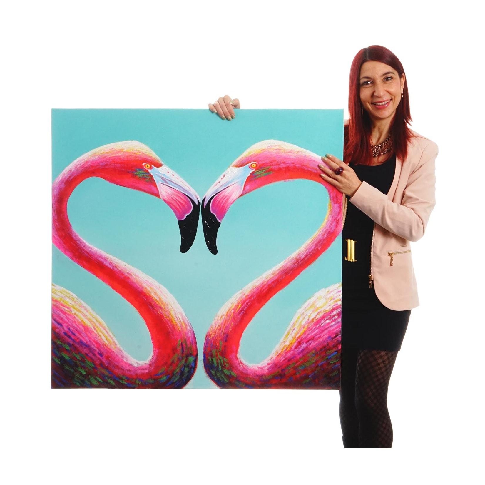 Wandbild Flamingo, 100% Handgemaltes ÖLgemäLde GemäLde Xl, 90X90Cm