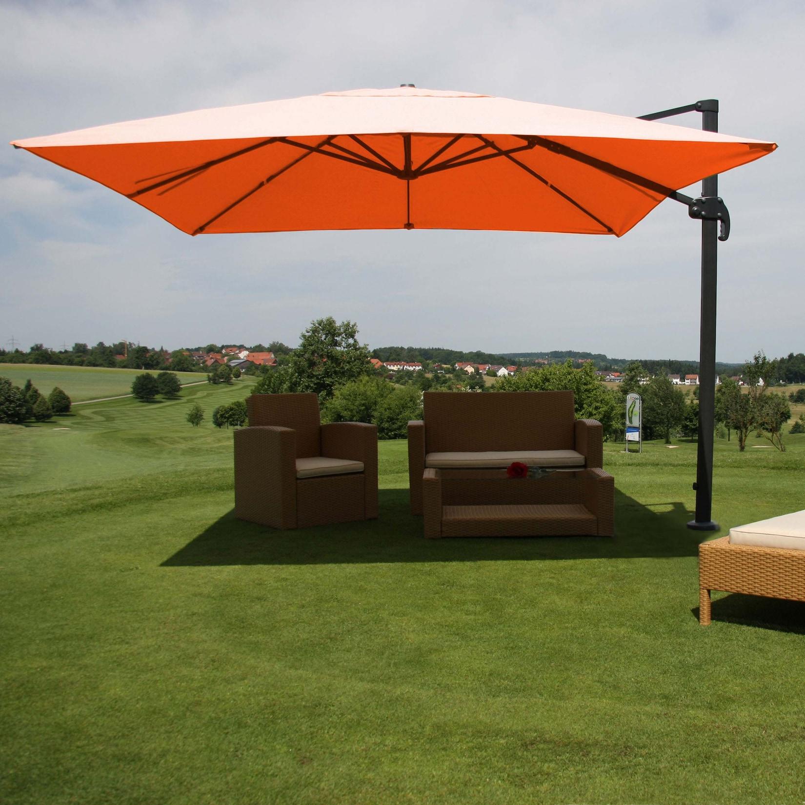 Ampelschirm MCW-A96, Gastronomie Sonnenschirm, 3X3M (Ø4,24M) Polyester/Alu 23Kg ~ Terracotta Ohne StäNder, Drehbar