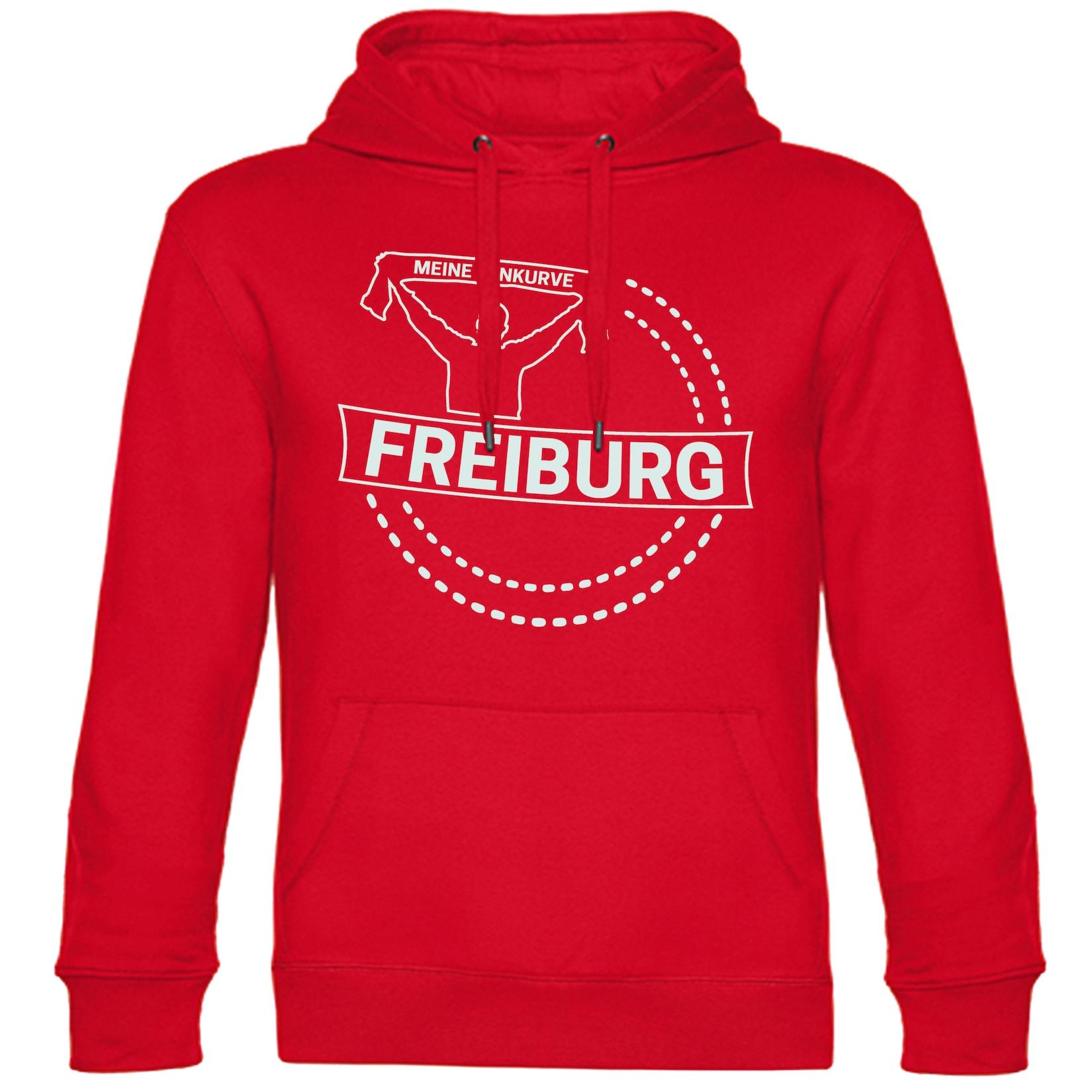 multifanshop Kapuzen Sweatshirt - Freiburg - Meine Fankurve - Druck weiß - Hoodie