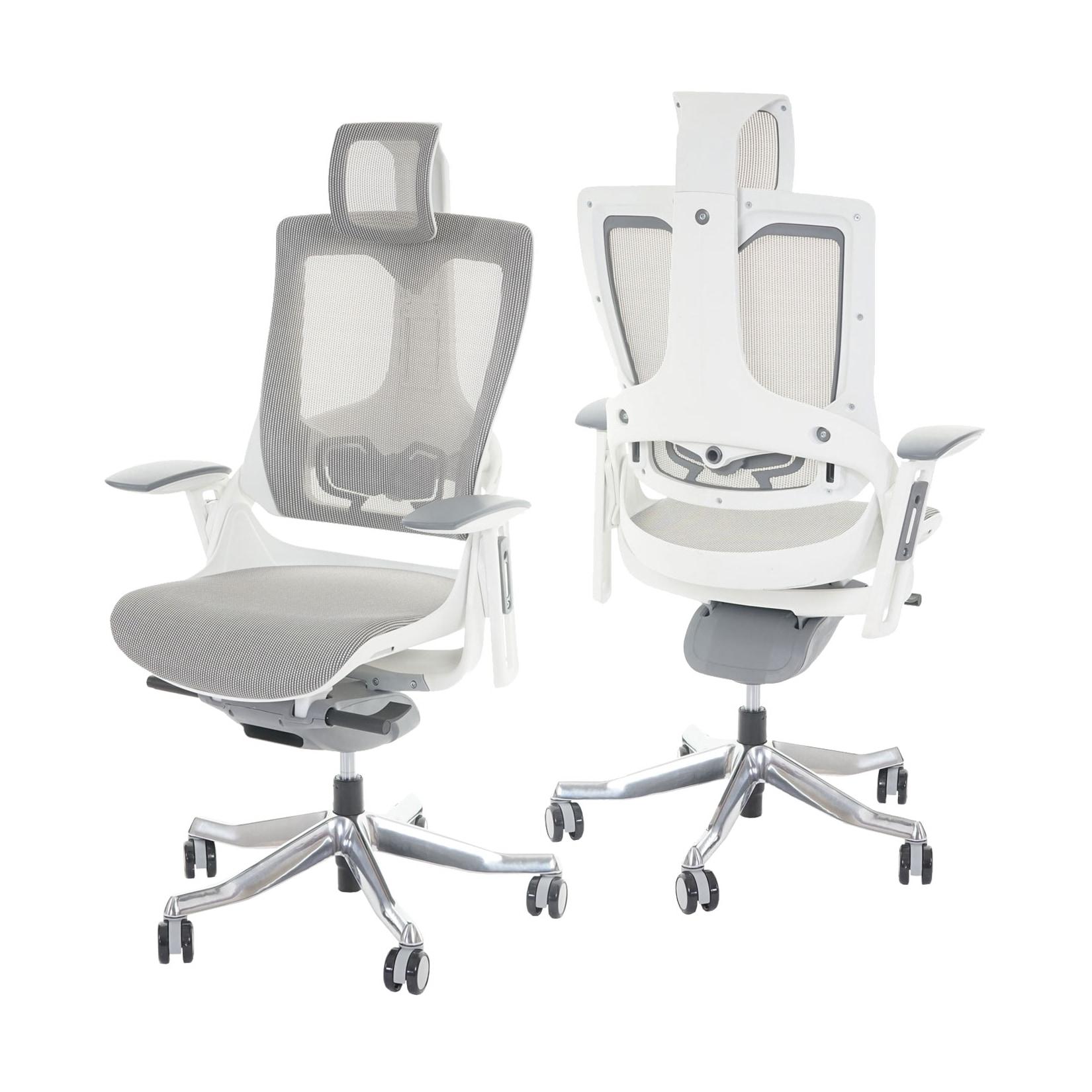 MCW Bürostuhl MERRYFAIR Adelaide, Schreibtischstuhl Drehstuhl, Polster/Netz, ergonomisch ~ weiß-grau