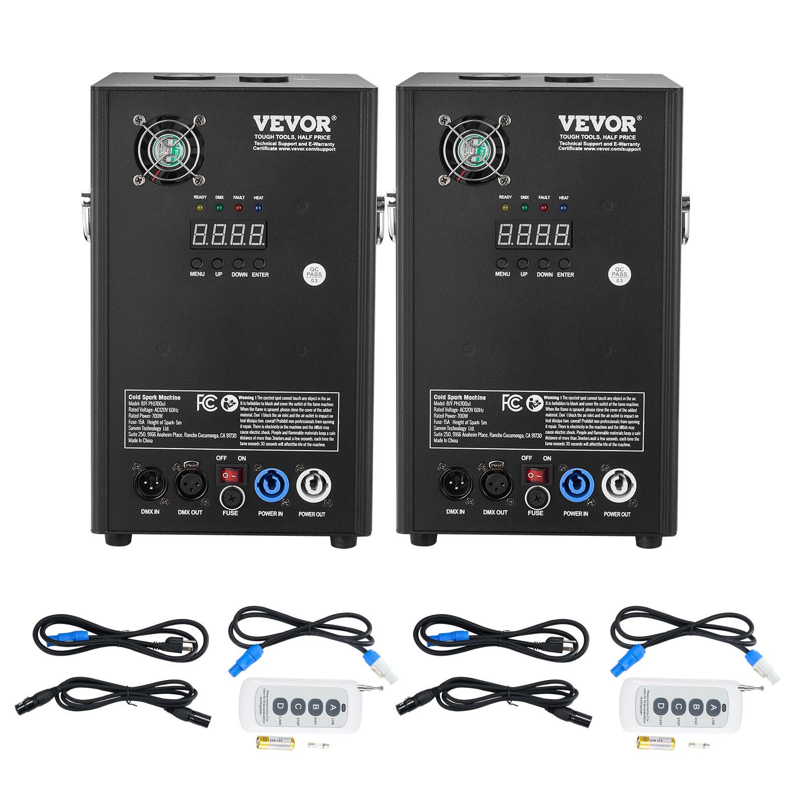 Vevor 2X Macchina Per Scintille 700 W Macchina Pirotecnica Macchina Per Fuochi D'artificio In Lega Di Alluminio Controllore Dmx Regolabile 2-5M Macchina Per Scintille Fredde 7 Minuti Per Ricarica Ideale Per Matrimoni, Dj Show, Feste