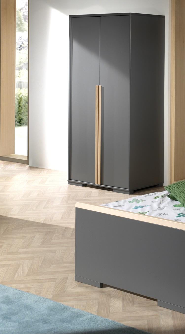 Kleiderschrank Vipack "London", Grau (Anthrazit), B:98,5Cm H:195,2Cm T:56Cm, Holzwerkstoff, SchräNke, Kleiderschrank DrehtüRenschrank, Mit Melamin-OberfläChe Und Soft-Close