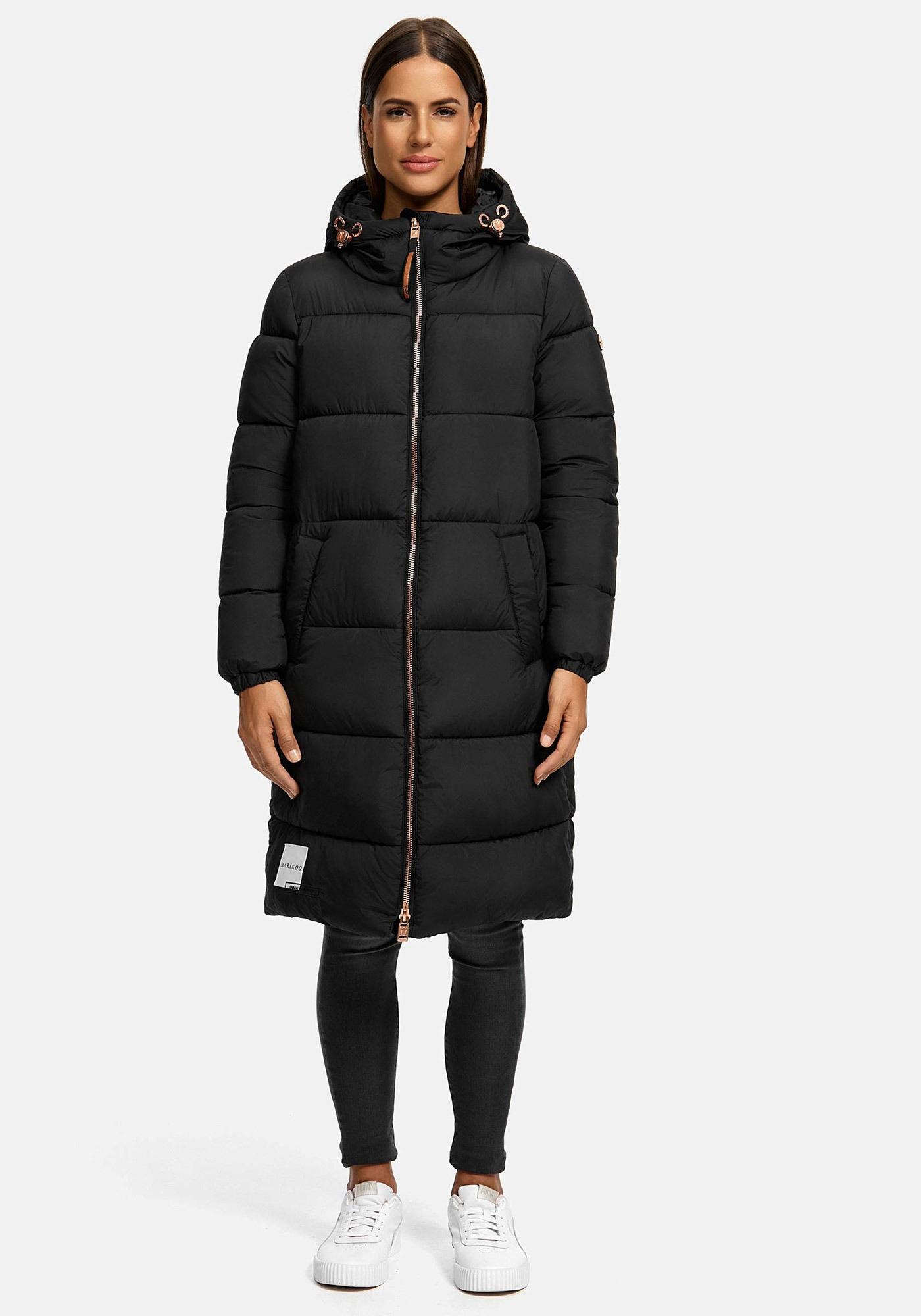 Winterjacke Marikoo "Nomadiaa", Damen, Gr. 3XL, Schwarz, Obermaterial: 100% Polyester. Innenseite: 100% Polyester. Futter: 100% Polyester. Wattierung: 100% Polyester, Jacken Winterjacke, Lange Damen Winterjacke