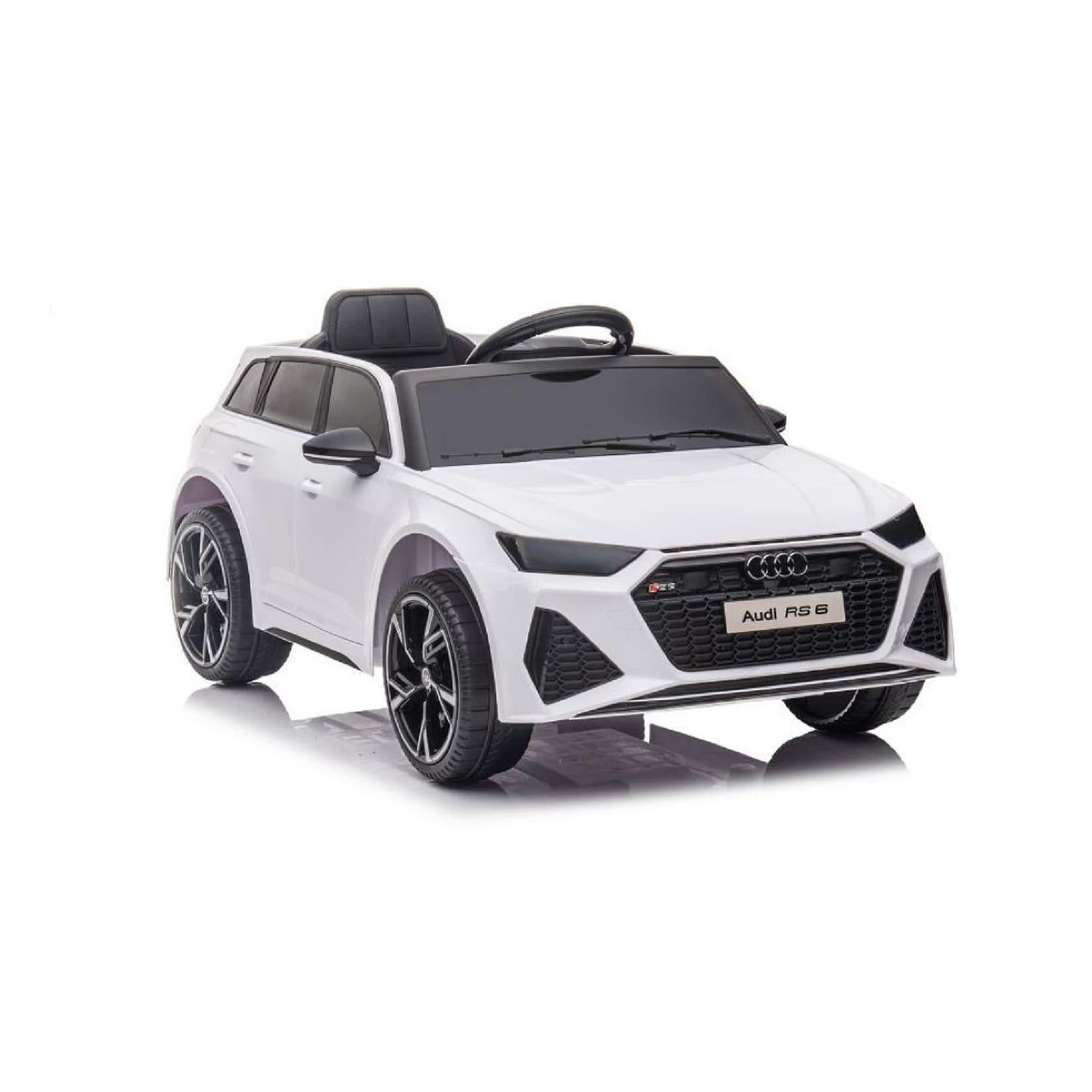 ES-Toys Kinder Elektrofahrzeug Audi RS6 lizenziert Kunstledersitz EVA-Reifen MP3 weiß