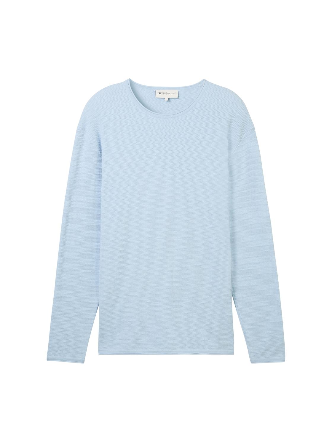Tom Tailor Denim Herren Strickpullover Aus Baumwolle, Blau, Uni, Gr. S