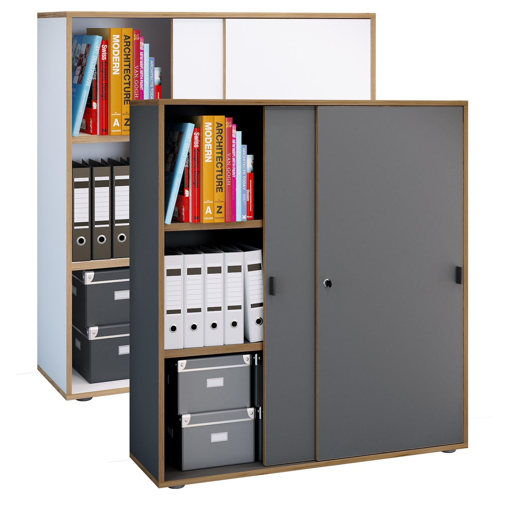 Vcm BüRoschrank Mit 3 FäChern Moderner Aktenschrank Mit SchiebetüRen MaßE Ca. H. 110 X B. 100 X T. 37 Cm– Salia 3-Fach