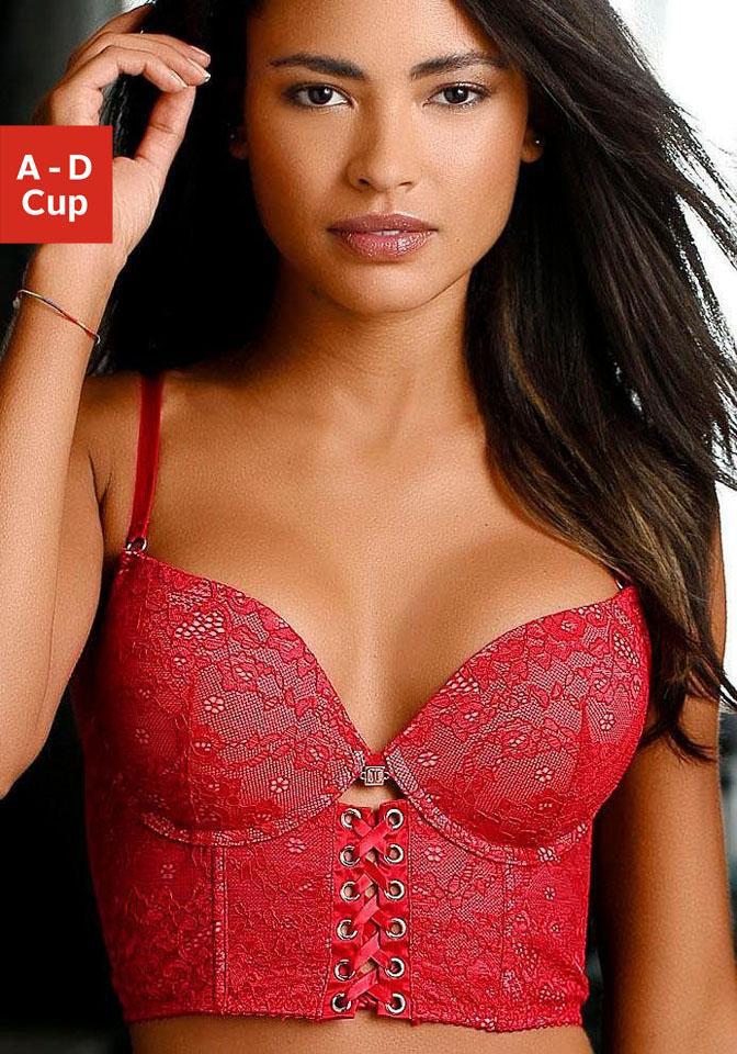 Push-Up-Bh Jette, Damen, Gr. 85, Cup A, Rot, Spitze, Obermaterial: 82% Polyamid, 9% Elasthan, 9% Polyester, Bhs Push-Up-Bh, In HüBscher Bustier-Form, Sexy Dessous