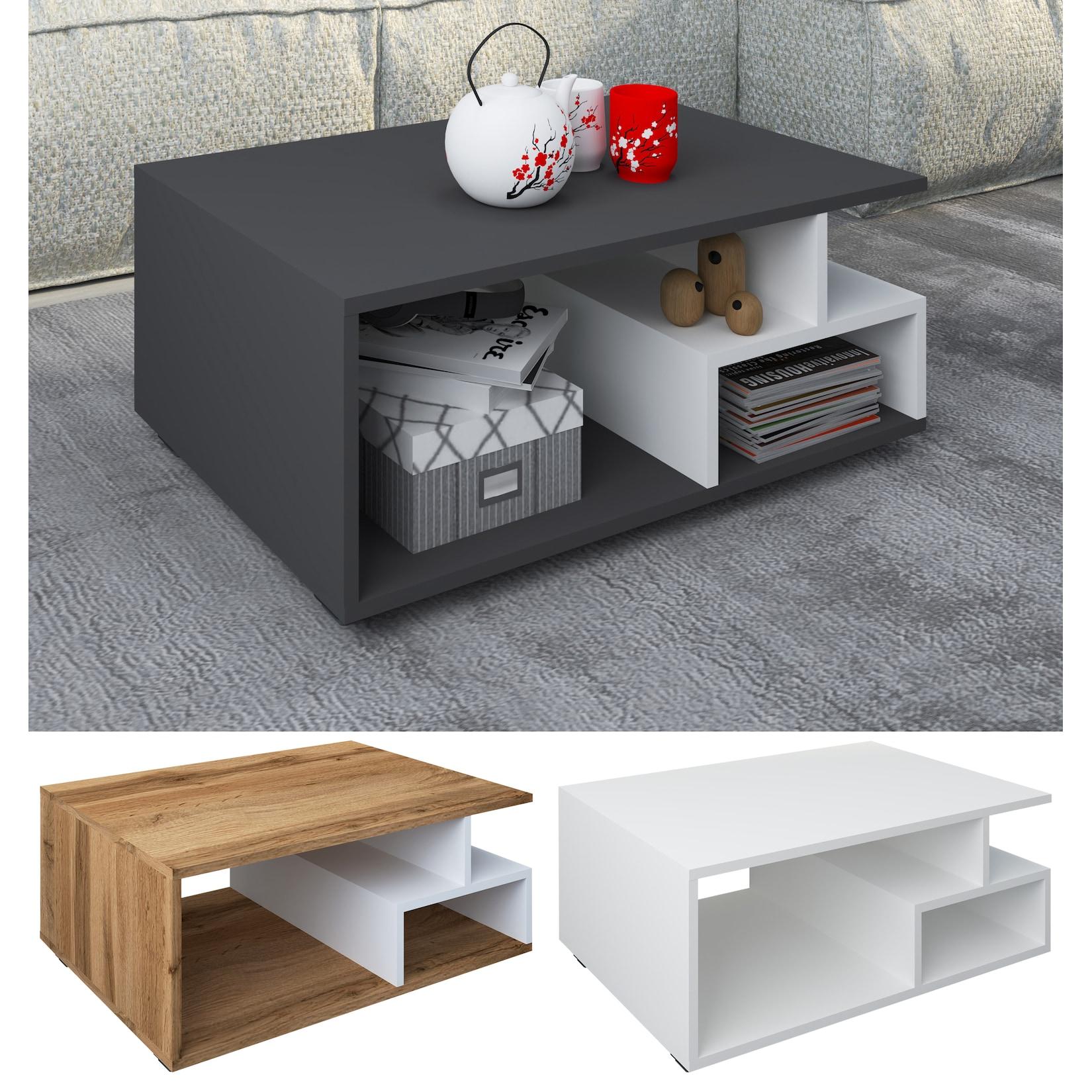 VCM Holz Couchtisch Sofatisch mit ausreichend Stauraum Maße ca. H. 40 x B. 80 x T. 50 cm Wohnzimmertisch - Sulas