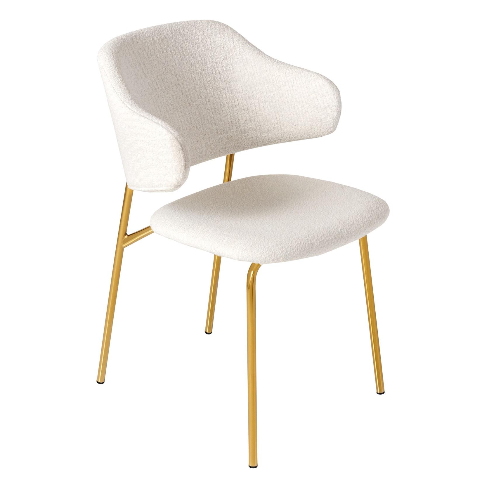 Riess Ambiente riess-ambiente Stuhl VOGUE - weiß Bouclé goldene Metallbeine