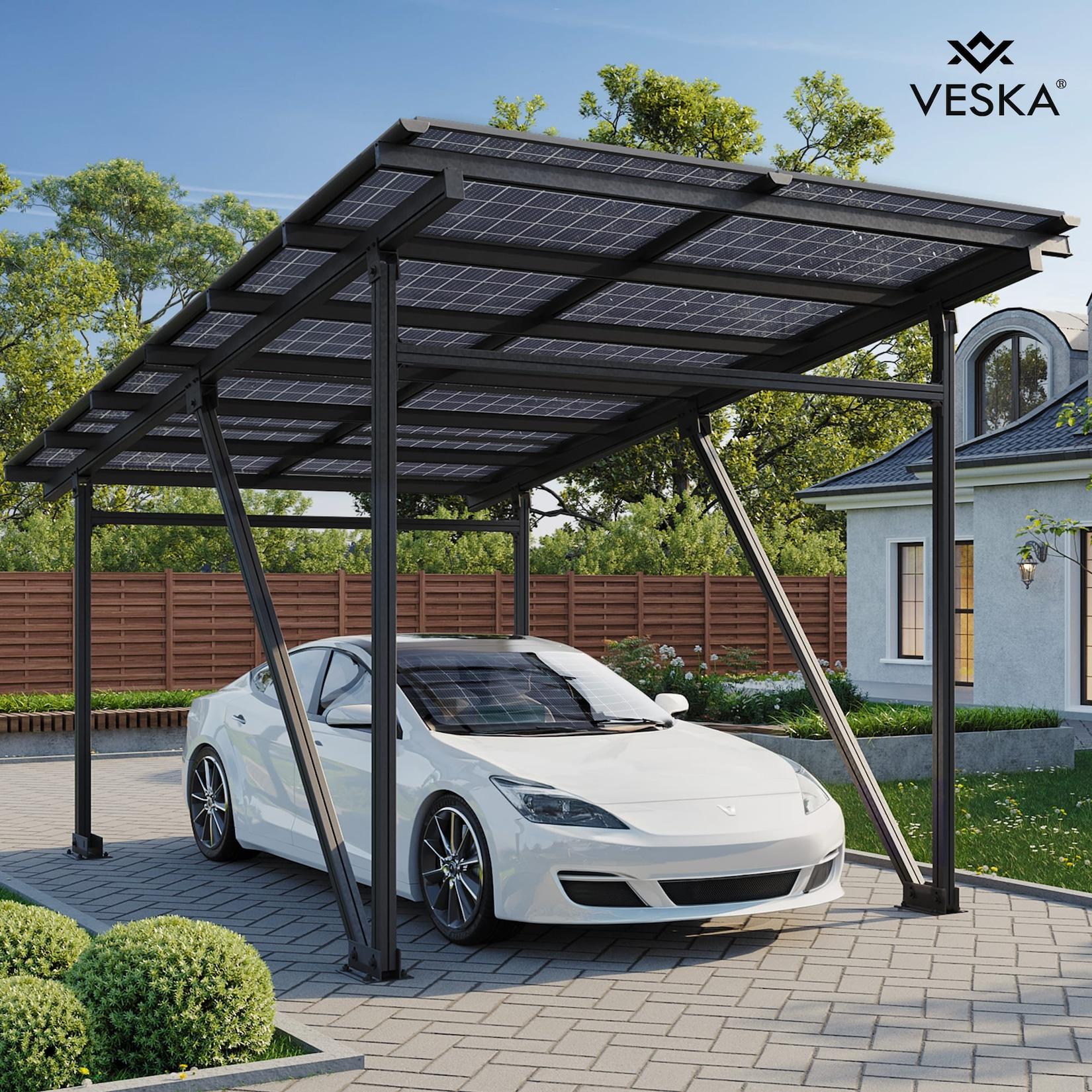 VESKA Solar-Carport ""EcoPort 5000Bi"" mit 10 Modulen - Effiziente und Nachhaltige Energiegewinnung in anthrazit