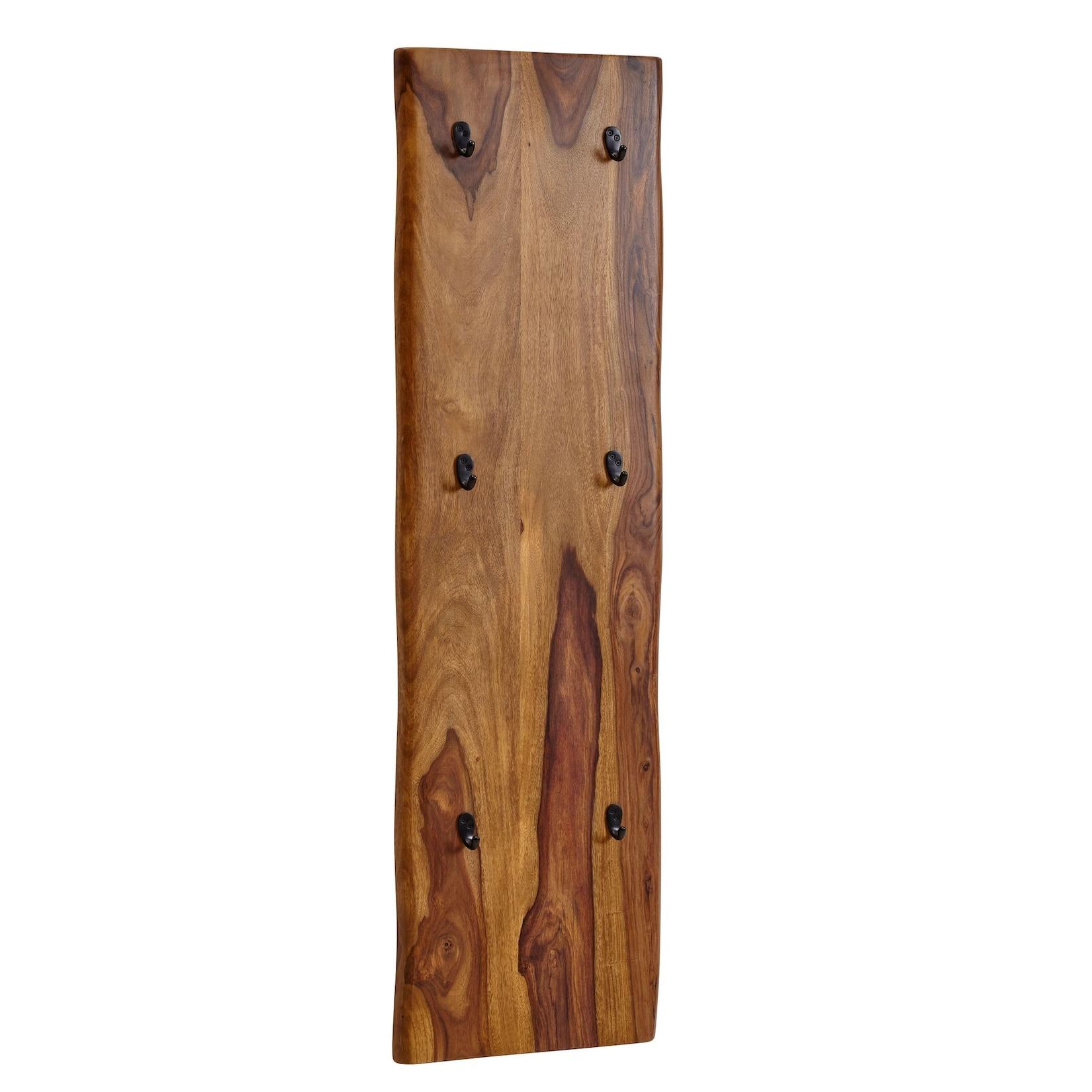 Wandgarderobe FineBuy Garderobe Holz Metall 140 cm Flur Hakenleiste Massivholz