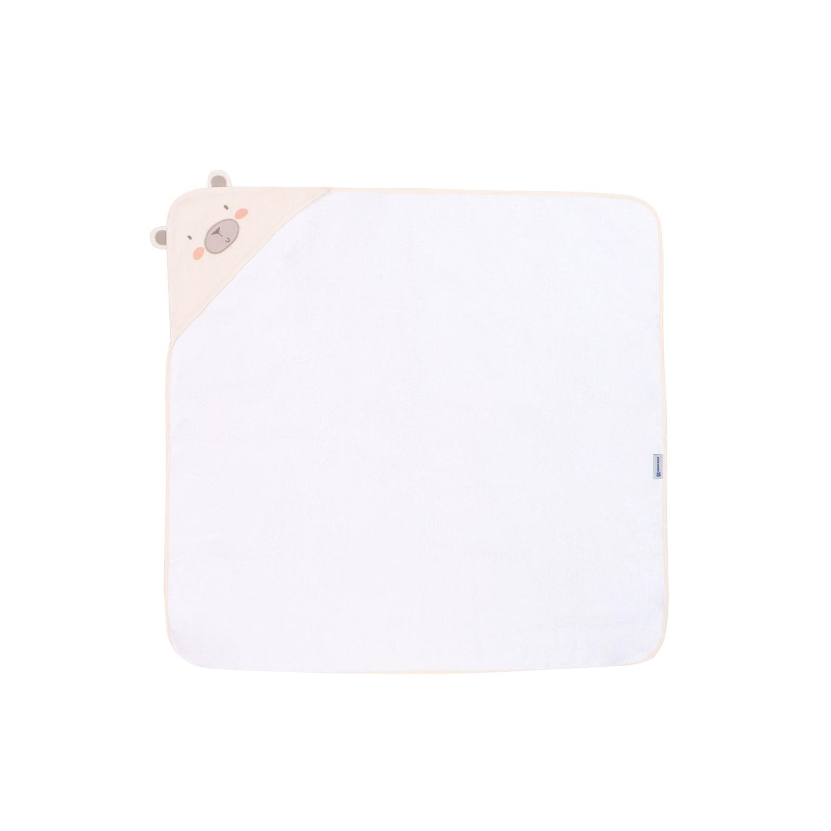 Kikkaboo Kapuzenhandtuch 90 x 90 cm, Babyhandtuch mit Kapuze, 100% Baumwolle beige