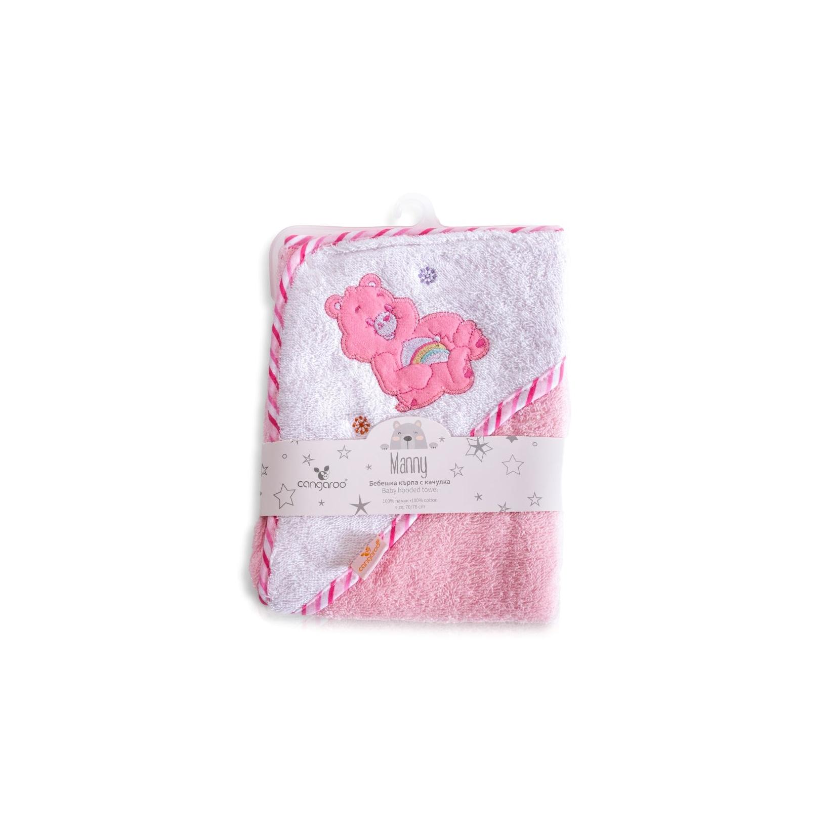 Cangaroo Baby-Kapuzenhandtuch Manny 76 x 76 cm Babyhandtuch Tiermotiv Baumwolle rosa
