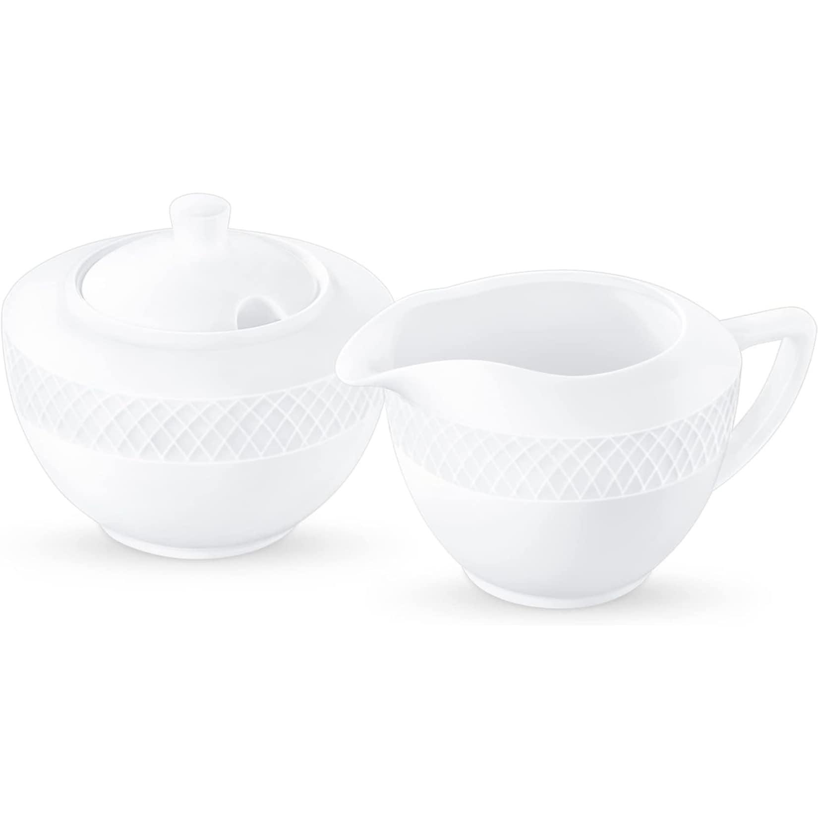 Zuckerdose + Milchkännchen-Set, 2-teilig Milch- & Zuckerbehälter aus Porzellan