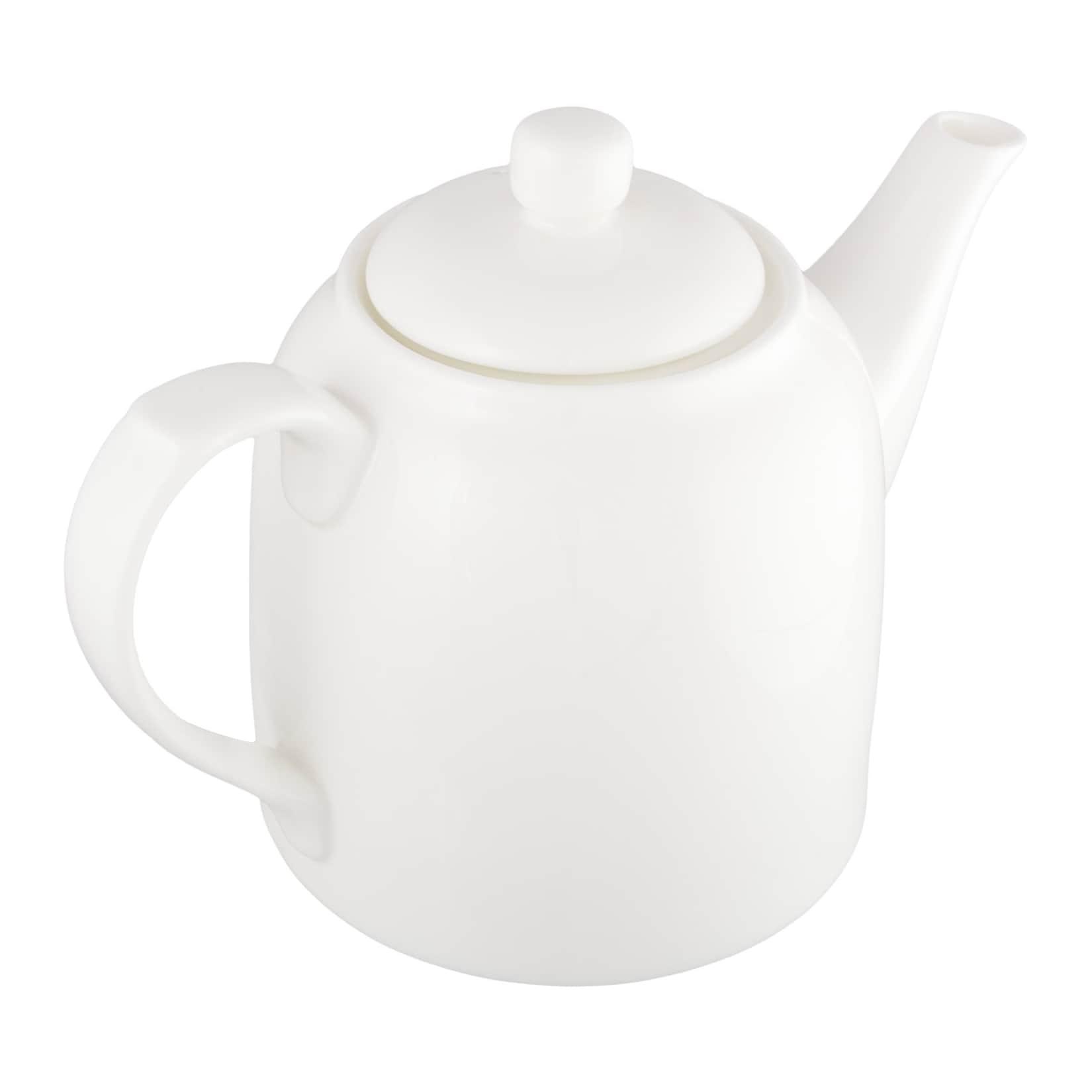 Weiße Teekanne aus Feinporzellan in Farbbox – 900 ml, hochwertiges Porzellan