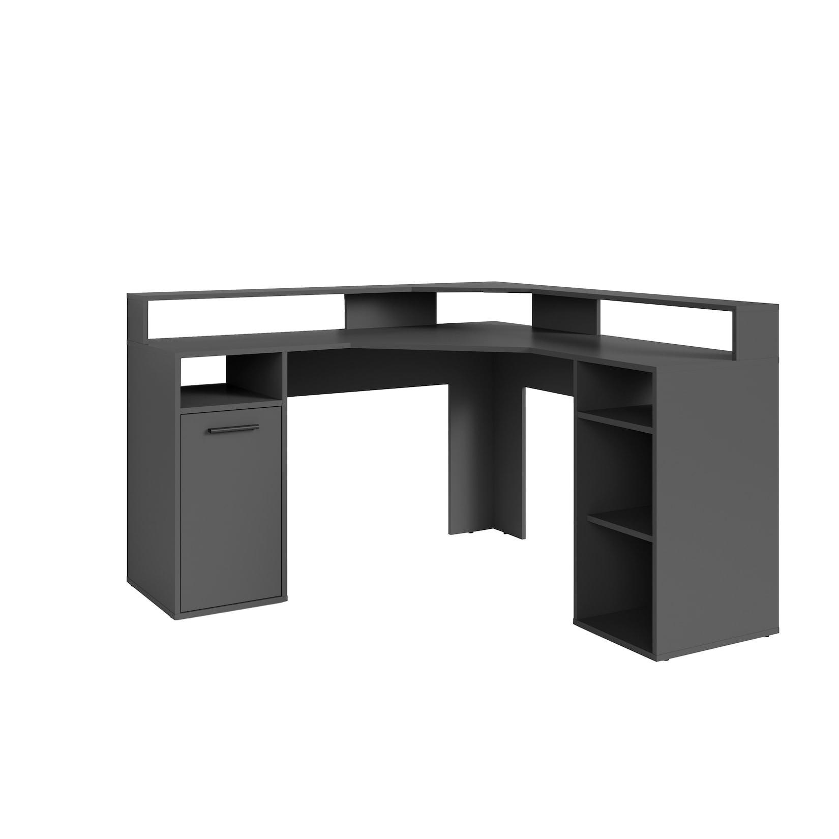 byLIVING Schreibtisch FOX, Breite 139 cm, anthrazit, offene Fächer, Tür, Ablage