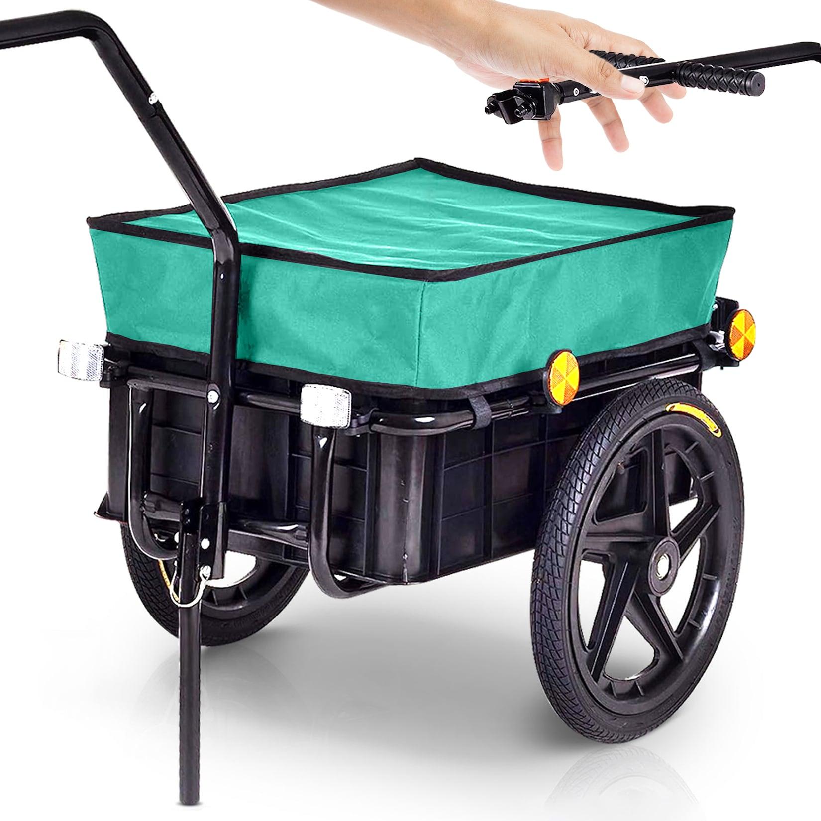 SAMAX Lastenanhänger / Fahrradanhänger für 60 Kg / 70 Liter mit Kupplung in Grün