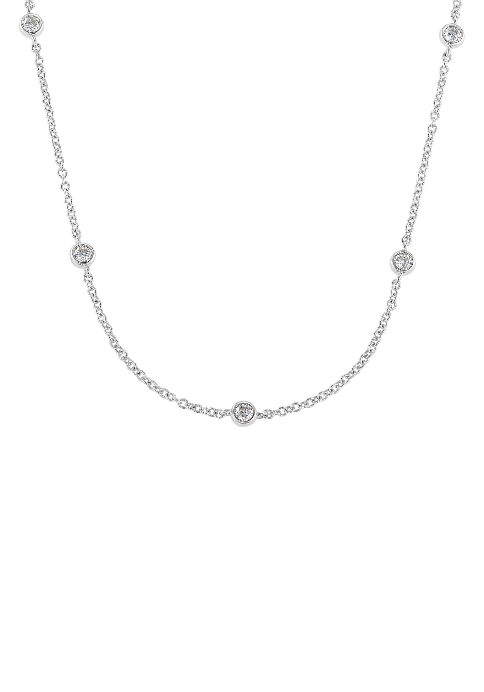 Kette Ohne AnhäNger S.Oliver "2034397", Bunt (Silberfarben, Weiß), Halsketten, Damen, Silber 925 (Sterlingsilber), L: 45 B: 1Mm, Mit Zirkonia (Synth.), B:1Mm