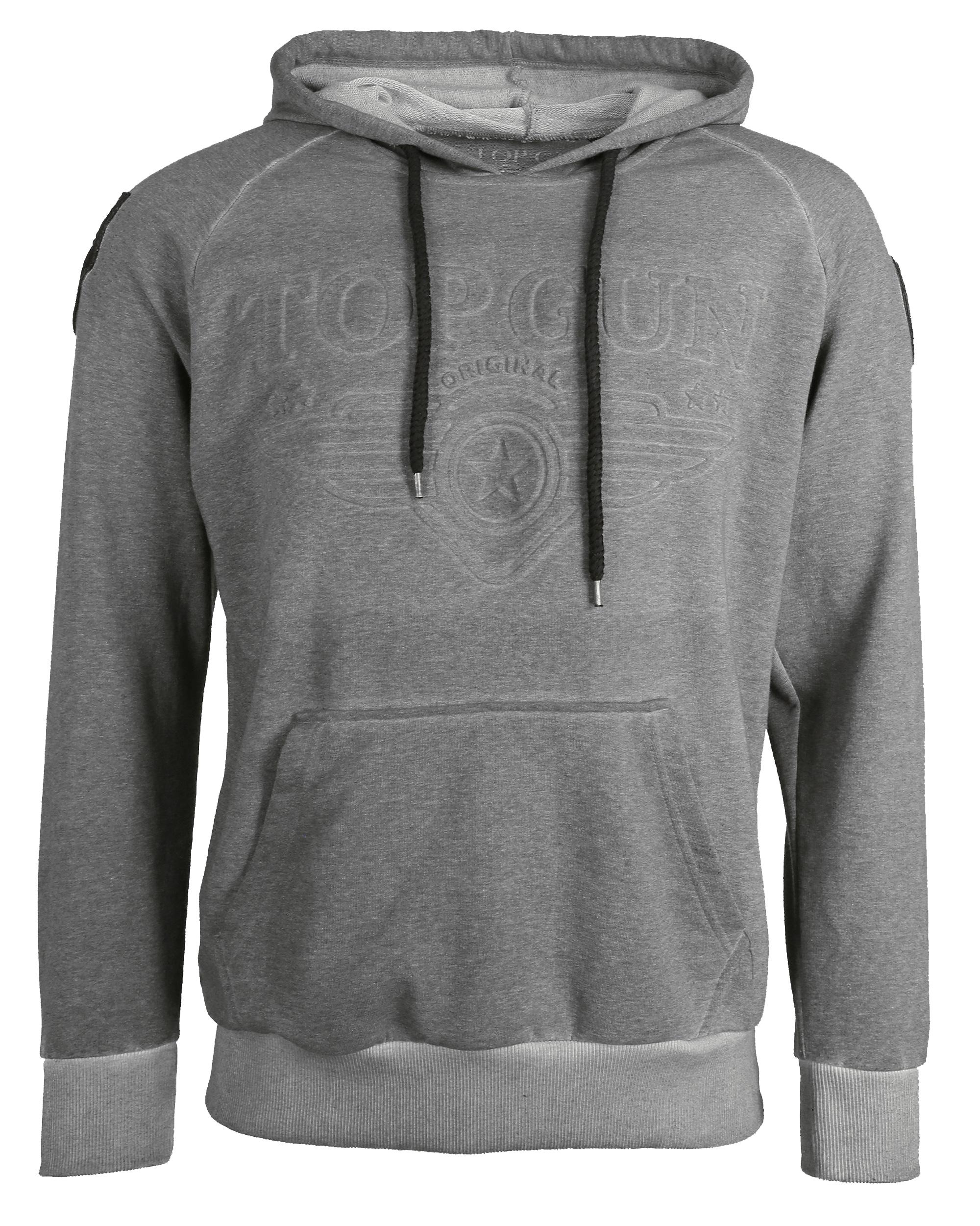 Kapuzenpullover Top Gun "TG20201132", Herren, Gr. 50M, Grau (Anthrazit), Obermaterial: 65% Baumwolle, 35% Polyester, Pullover Sweatshirt Hoodie
