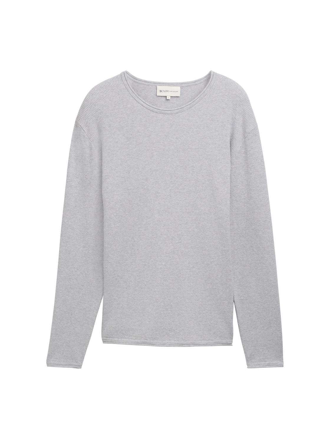 Tom Tailor Denim Herren Strickpullover Aus Baumwolle, Grau, Meliert, Gr. Xl