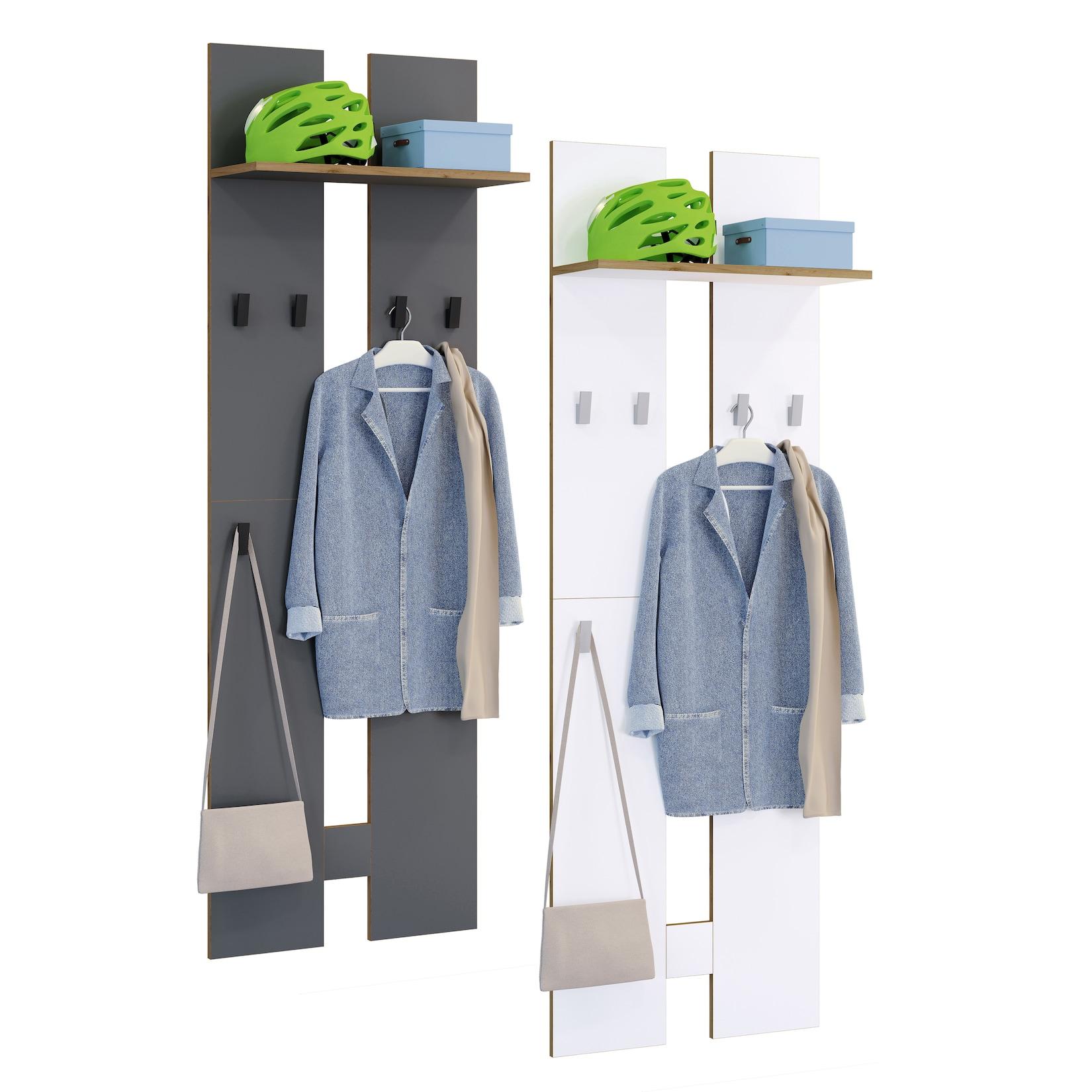 Vcm Holz Garderoben-Set DielenmöBel MaßE Pro Paneel: H. 170 X B. 57 X T. 20 Cm Pro Paneel 4 Haken Praktische Hutablage - Salia L