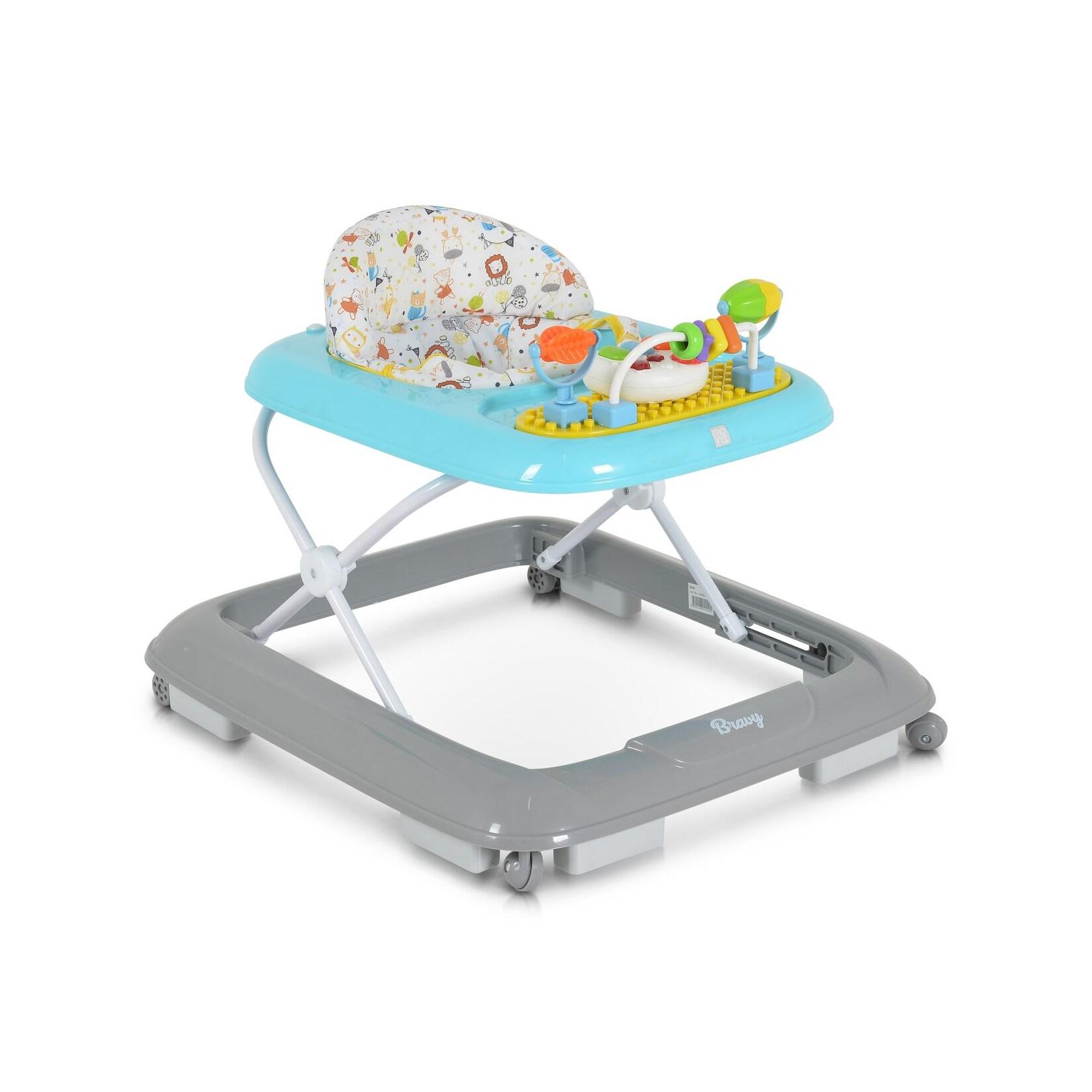 Moni Lauflernhilfe Bravy mit Spielcenter, klappbar, Spielbrett, Musik, Stopper blau