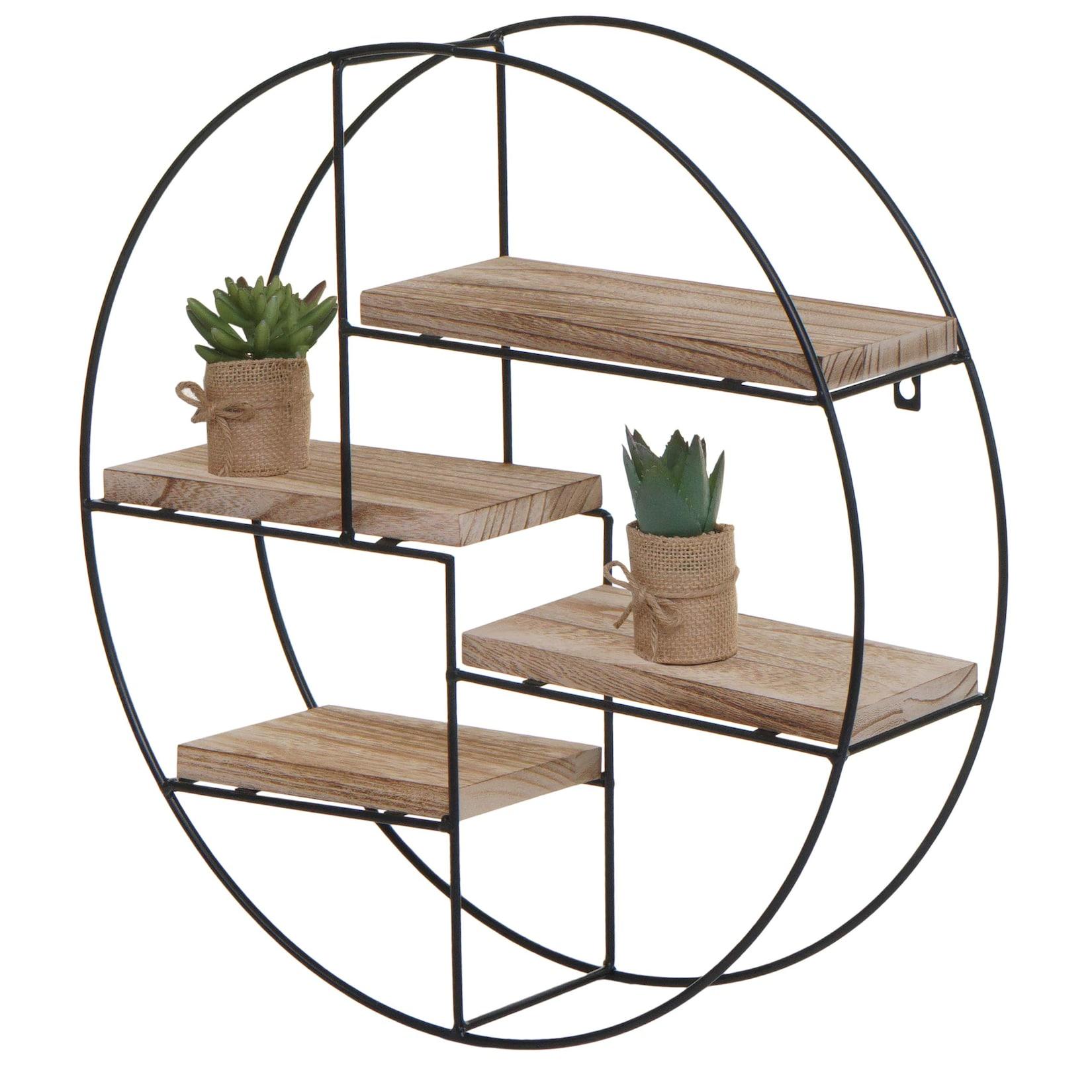Wandregal MCW-K76, HäNgeregal Schweberegal Regal, 4 RegalböDen Metall Massiv-Holz Industrial 45X45X11Cm ~ Natur
