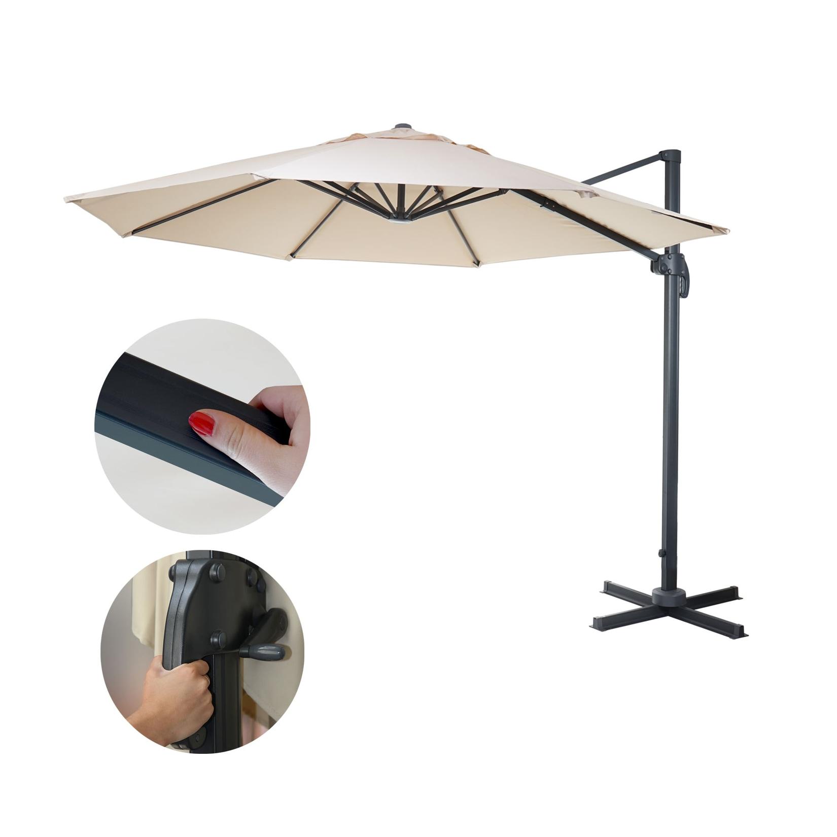 Gastronomie-Ampelschirm MCW-A96, Sonnenschirm, Rund Ø 4M Polyester Alu/Stahl 27Kg ~ Creme Ohne StäNder