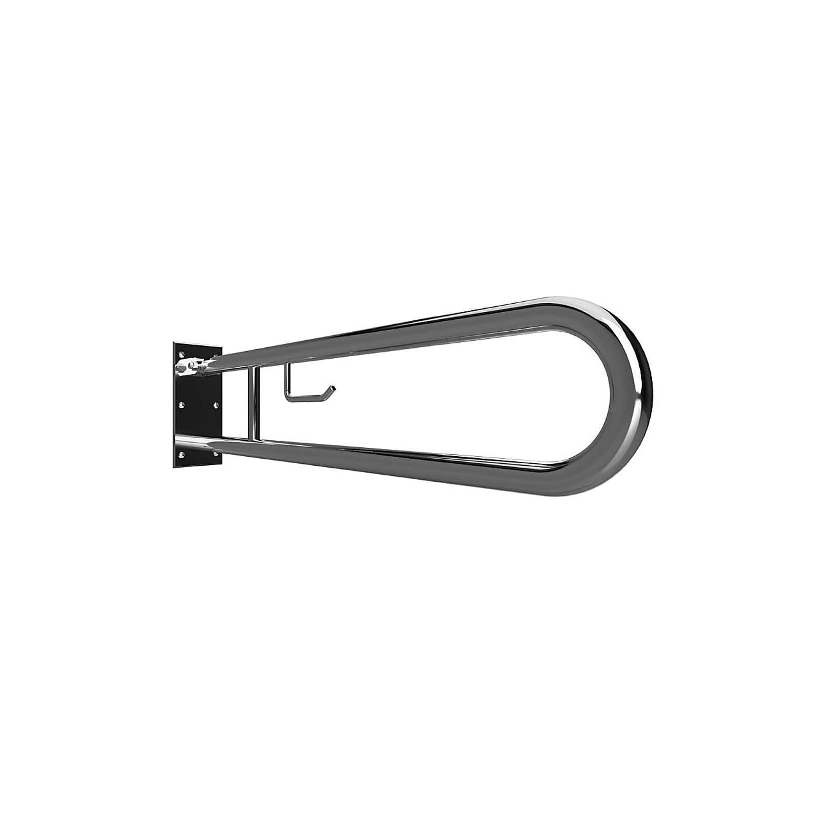 Brillantbad BELP Stützklappgriff in U-Form mit Toilettenpapierhalter Edelstahl poliert 100x250x916 mm, 120 kg Traglast für Bad & WC >> zum Bohren