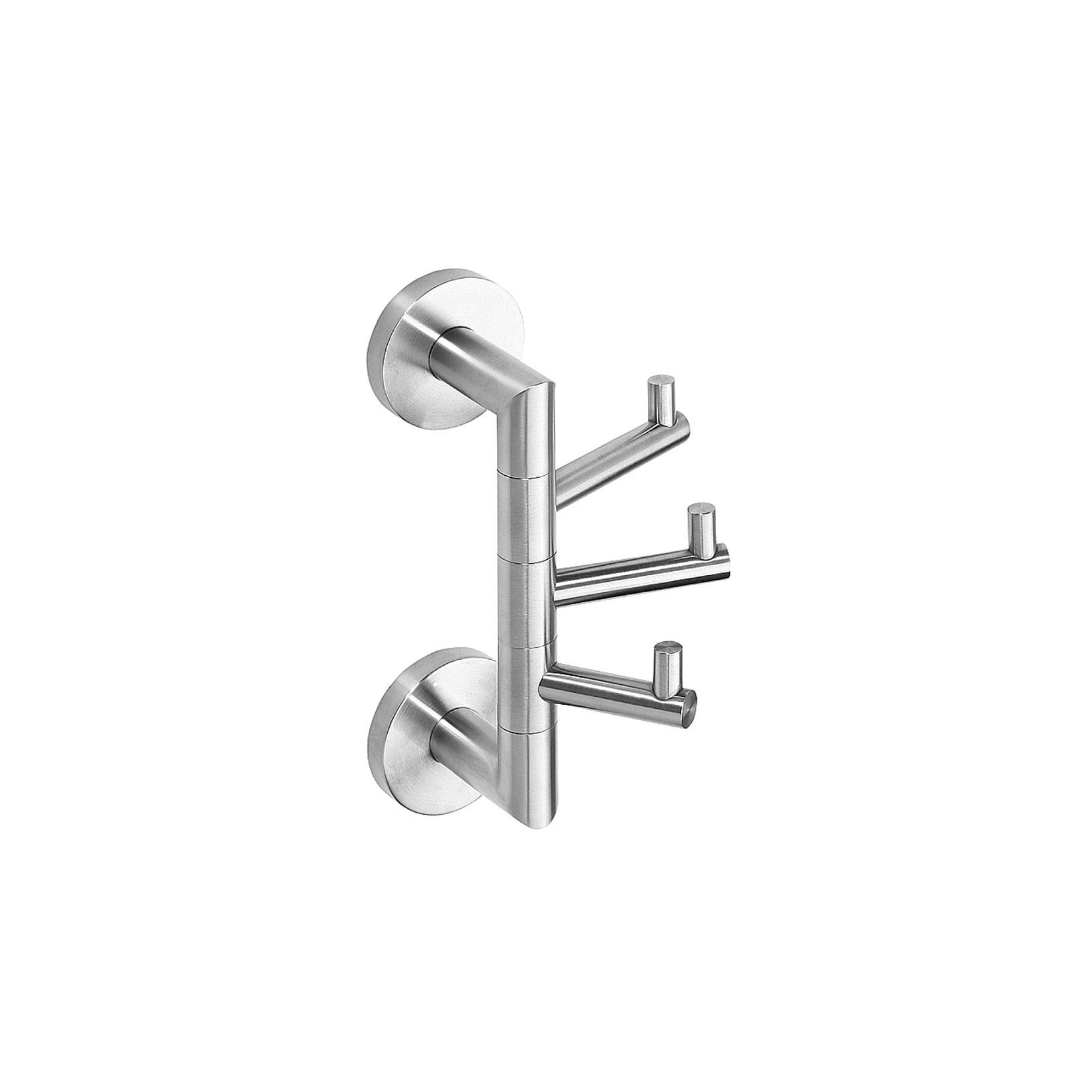 Brillantbad BEO Dreifachhaken drehbar Edelstahl matt 55x190x110 mm für Bad & Küche >> zum Bohren oder Kleben