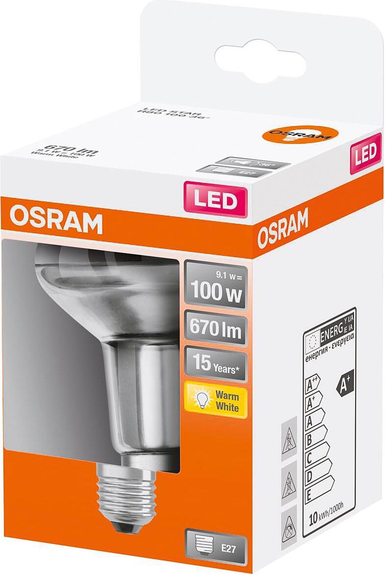 Osram 4058075433267 Osram Led-Lampe Led Star R80 100 E27 9,1 W Klar