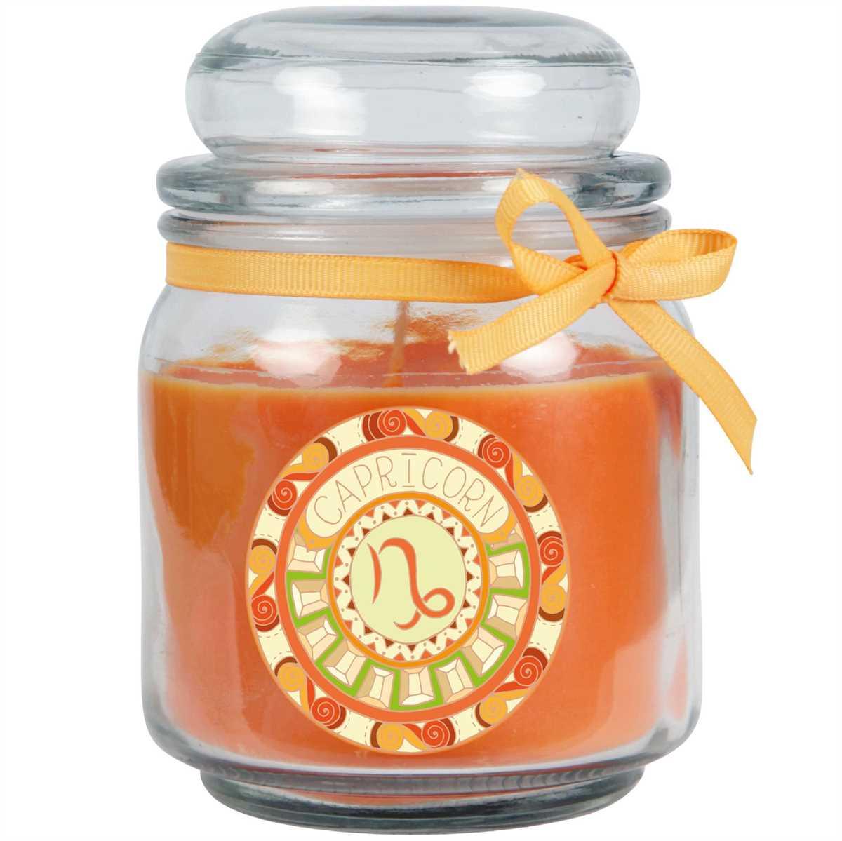 Candela Profumata Del Segno Zodiacale In Barattolo Di Caramelle ( Capricorno ) - Molti Motivi A Scelta, 300G - Durata Di Combustione Fino A 70 Ore - Capricorno