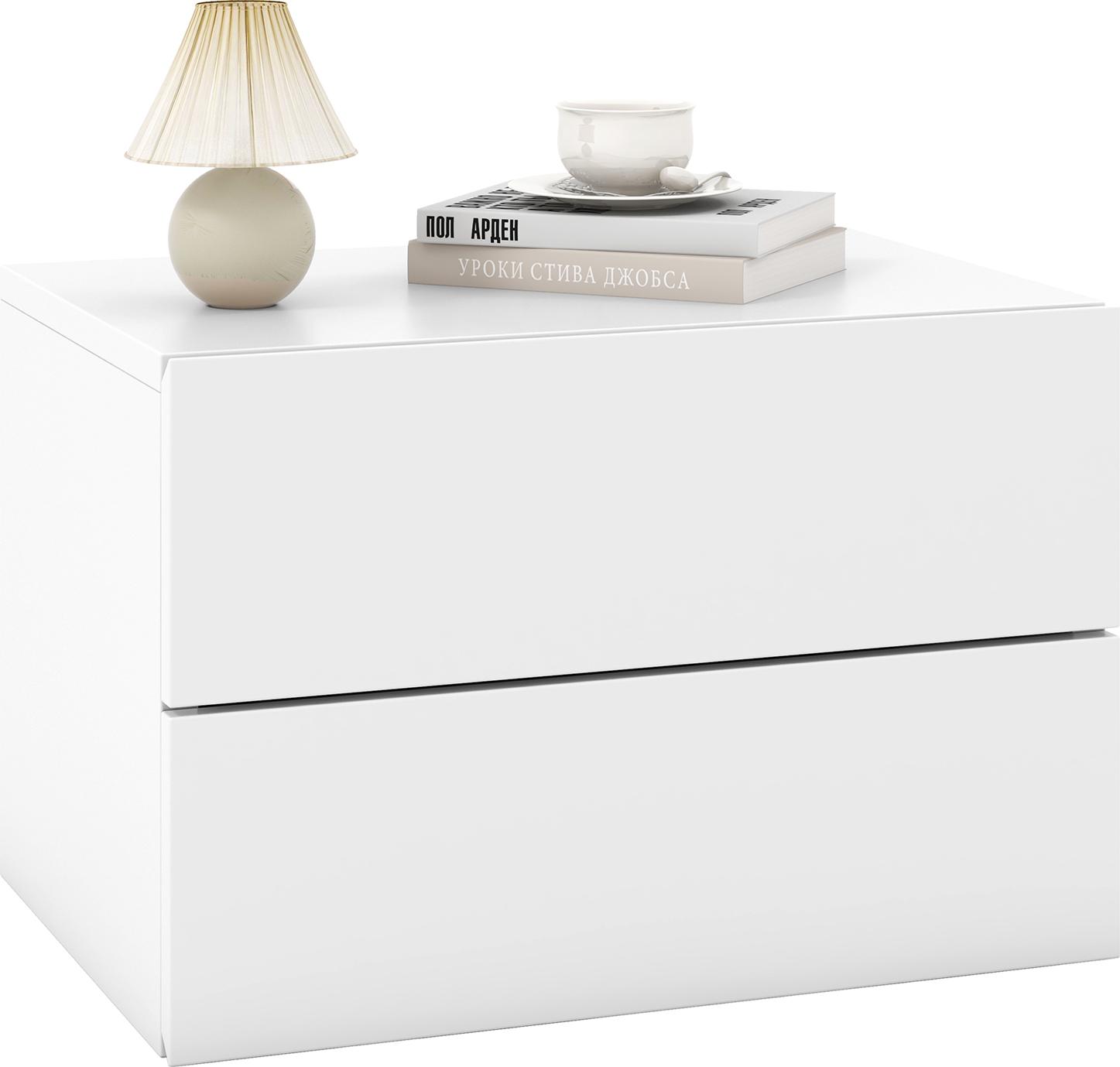 Costway Comodino Sospeso, Mensola A Muro Con 2 Cassetti, Tavolino A Muro, Comodino Galleggiante 42X30X28Cm Bianco