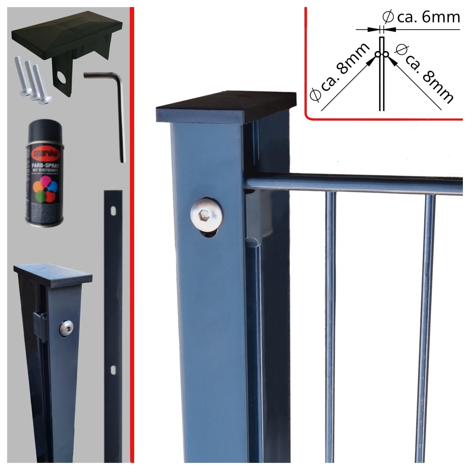 Fa-Bausysteme Doppelstabzaun Anthrazit 8-6-8 Leiste 830 mm 5 m