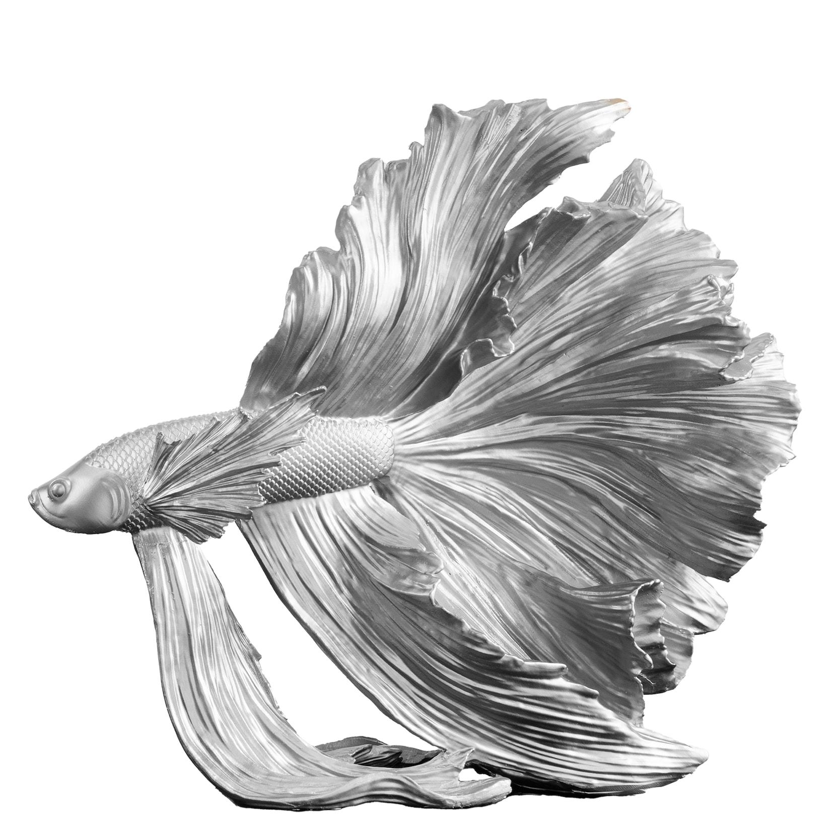 Riess Ambiente riess-ambiente Skulptur CROWNTAIL - Design Deko Figur Kampffisch35cm silber Betta Fisch Skulptur