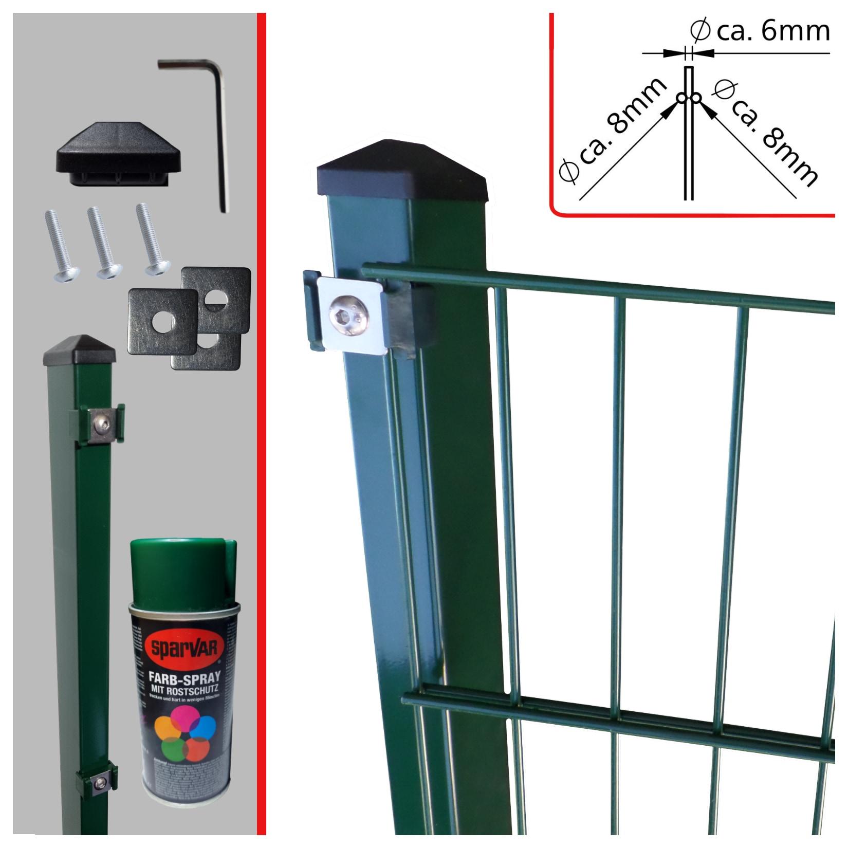 Fa-Bausysteme Doppelstabzaun Moosgrün 8-6-8 Plättchen 1430 mm 30 m