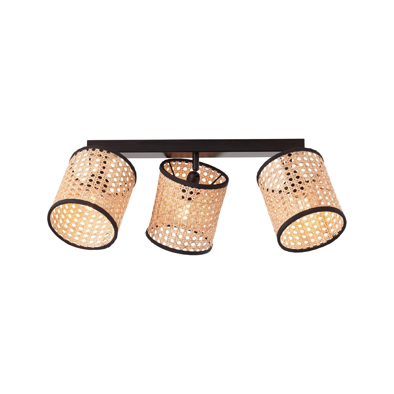 BRILLIANT Lampe, Wiley Spotbalken 3flg holz hell/schwarz, 3x D45, E14, 60W, Köpfe schwenkbar