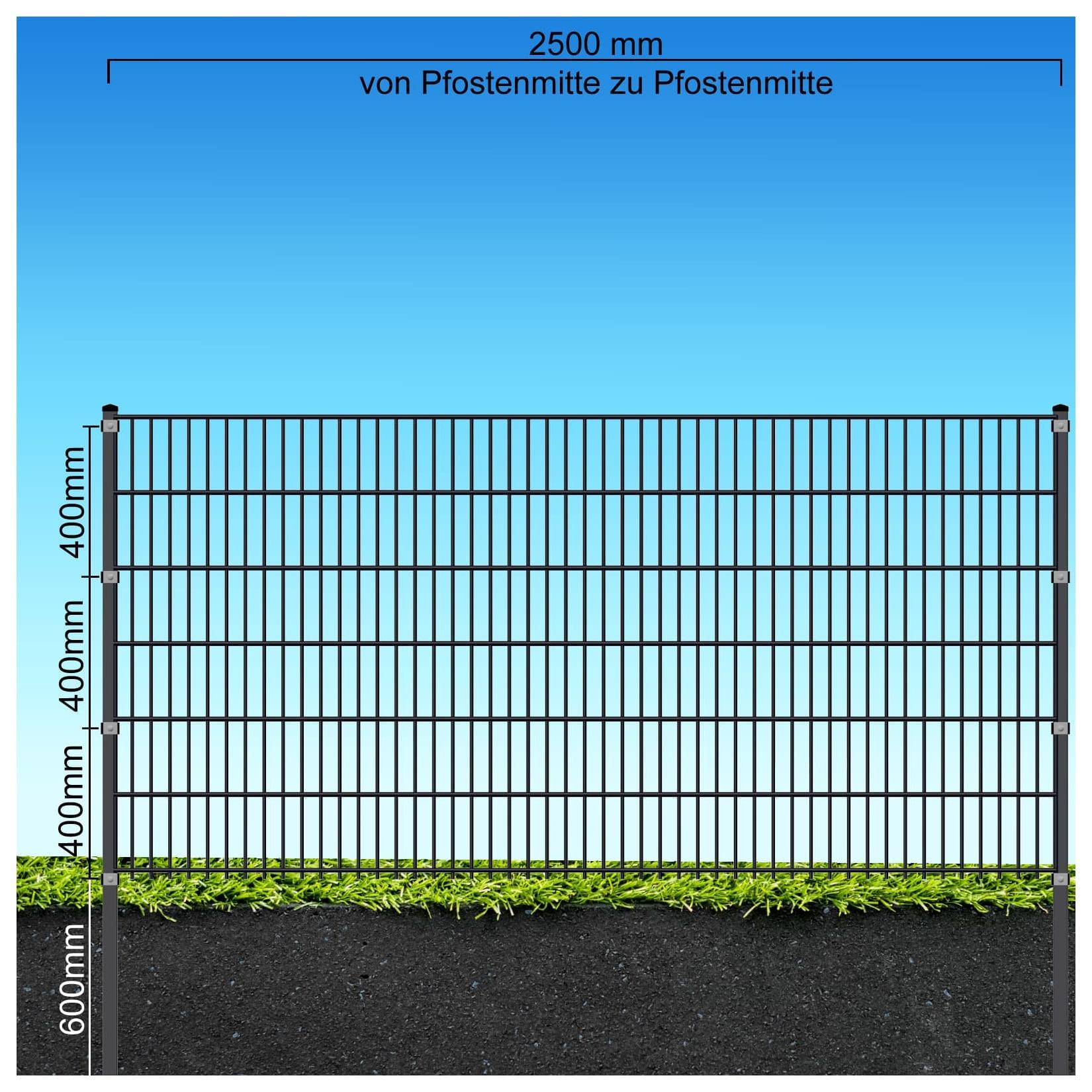 Fa-Bausysteme Doppelstabzaun Anthrazit 8-6-8 Plättchen 1230 mm 27,5 m