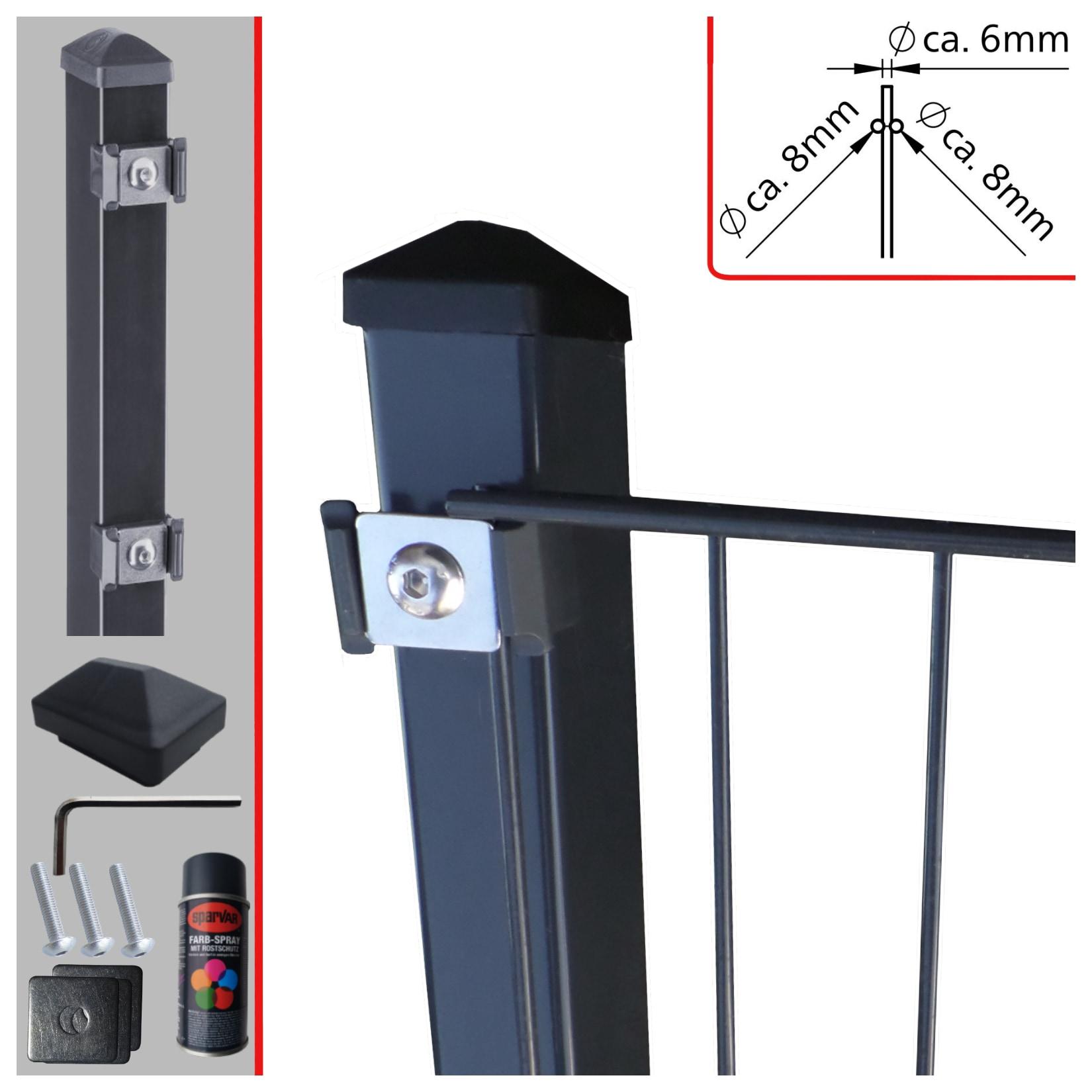 Fa-Bausysteme Doppelstabzaun Anthrazit 8-6-8 Plättchen 1830 mm 17,5 m