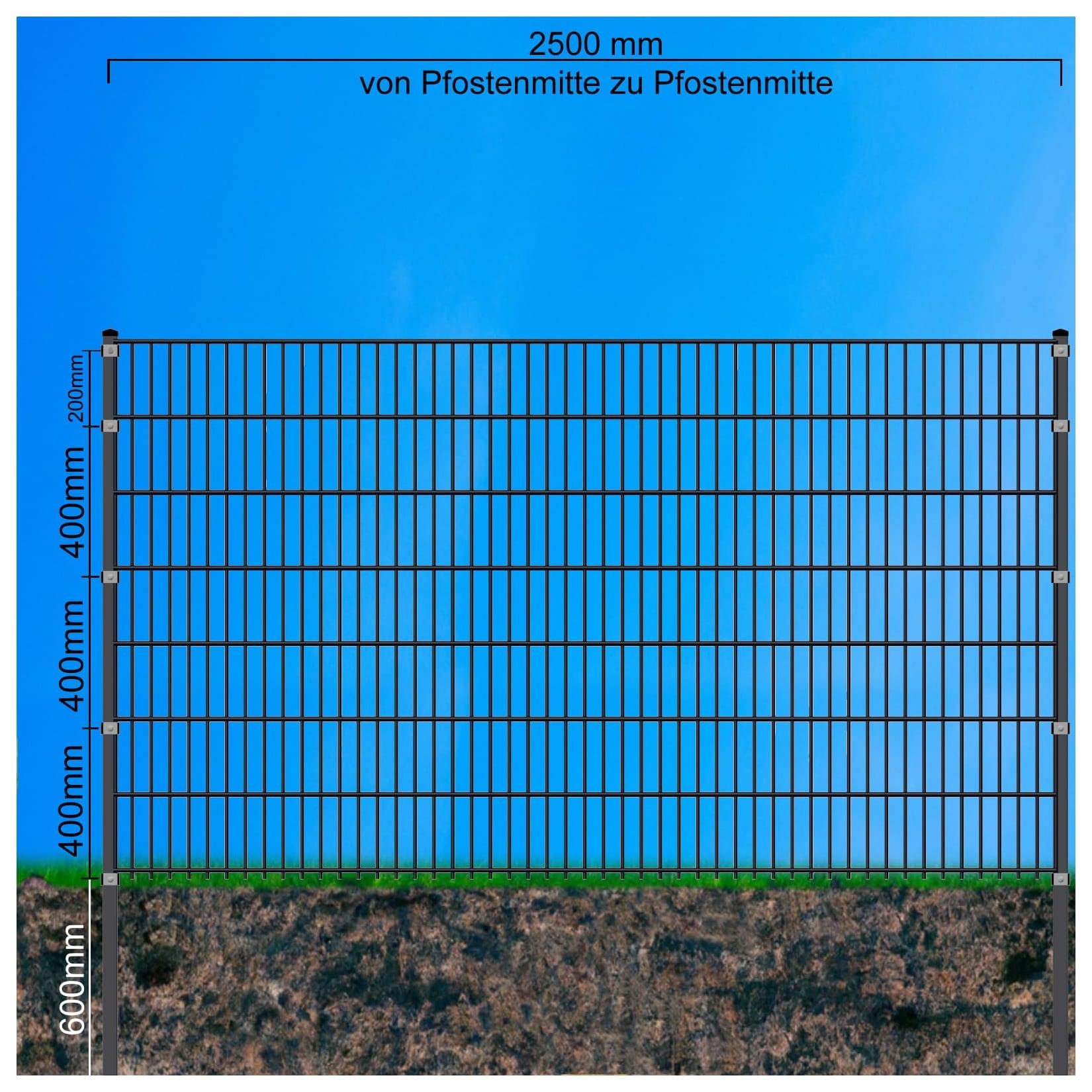 Fa-Bausysteme Doppelstabzaun Anthrazit 6-5-6 Leiste 1430 mm 30 m