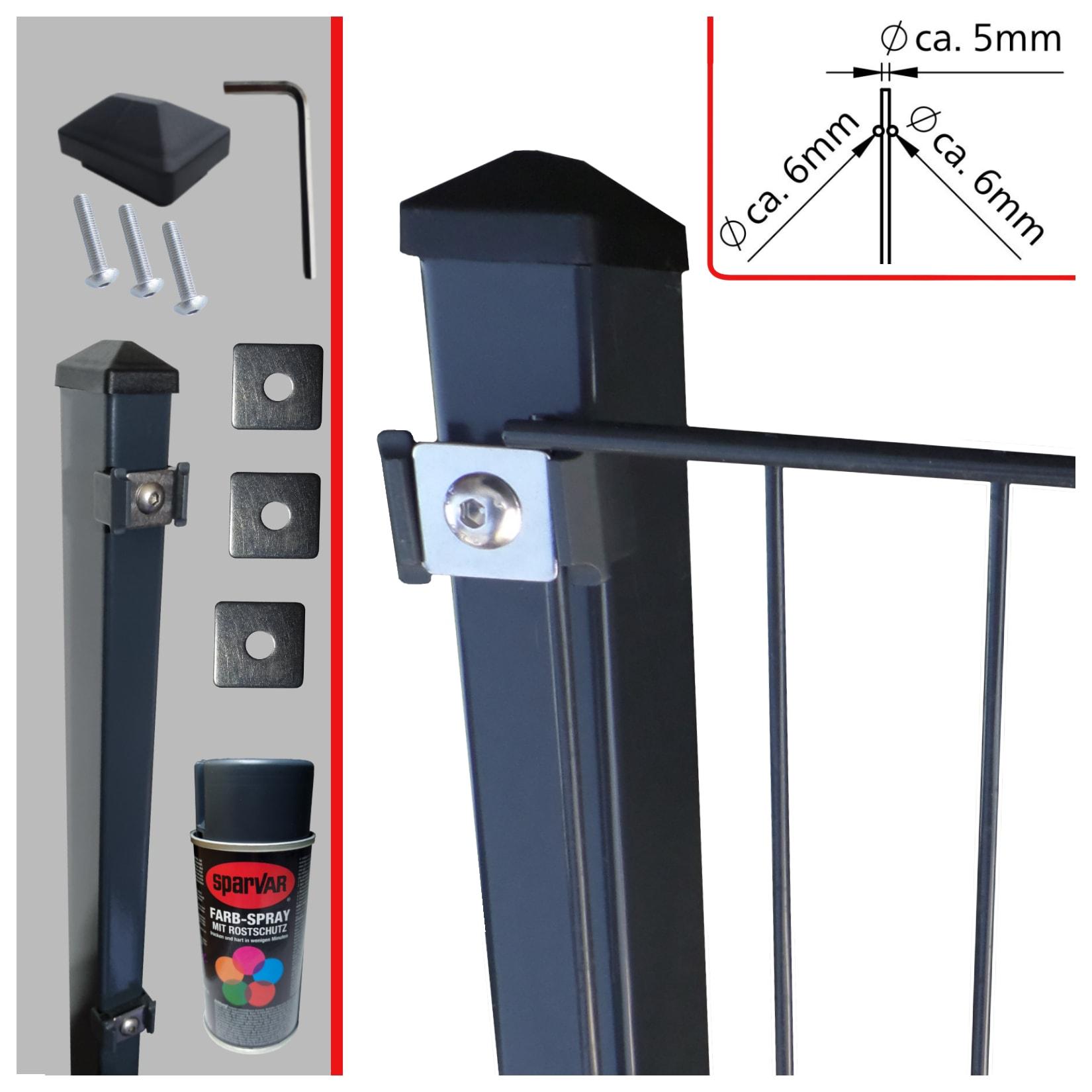 Fa-Bausysteme Doppelstabzaun Anthrazit 6-5-6 Plättchen 830 mm 22,5 m
