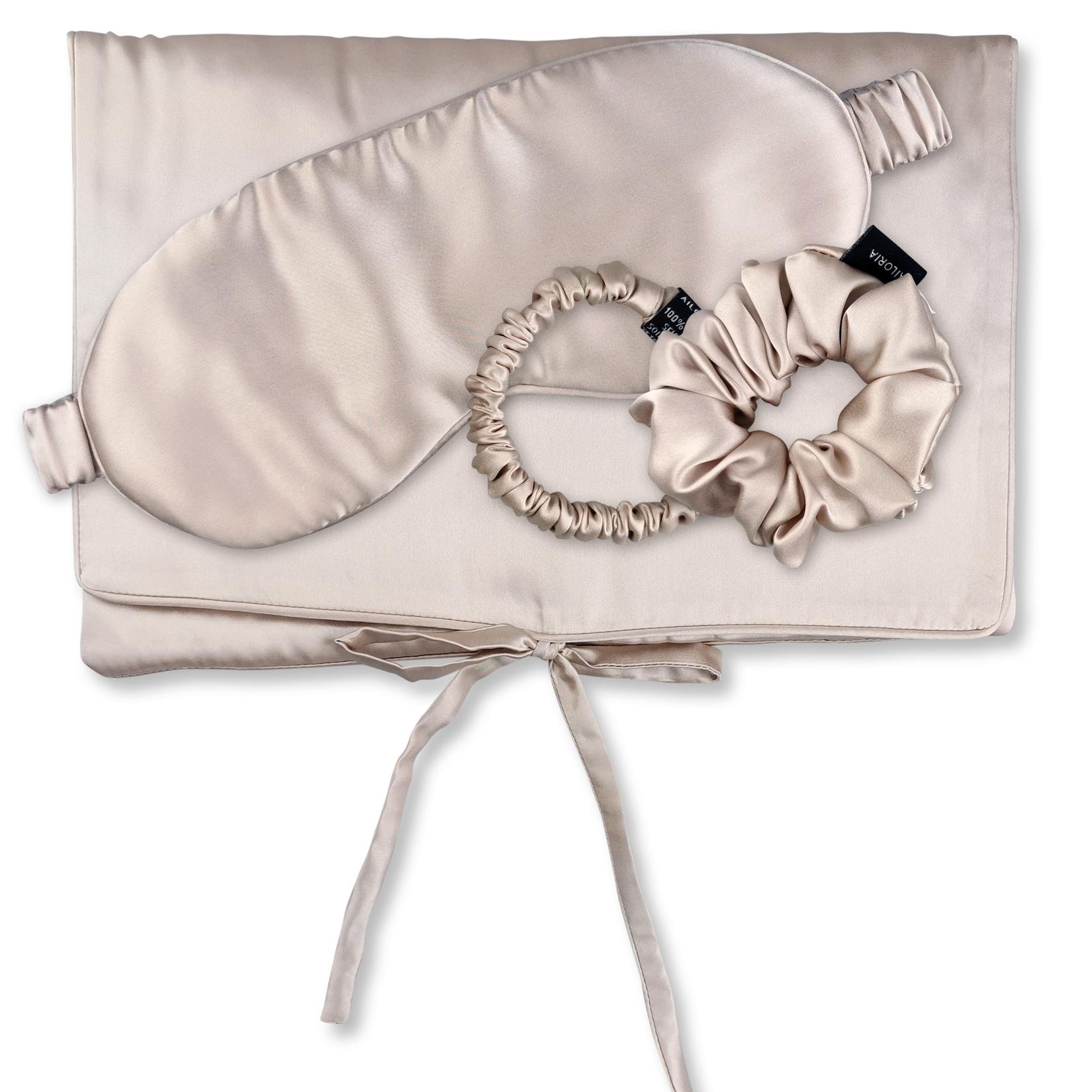 AILORIA Tasche, Schlafmaske, Scrunchie S & Scrunchie M TRAVEL SET
